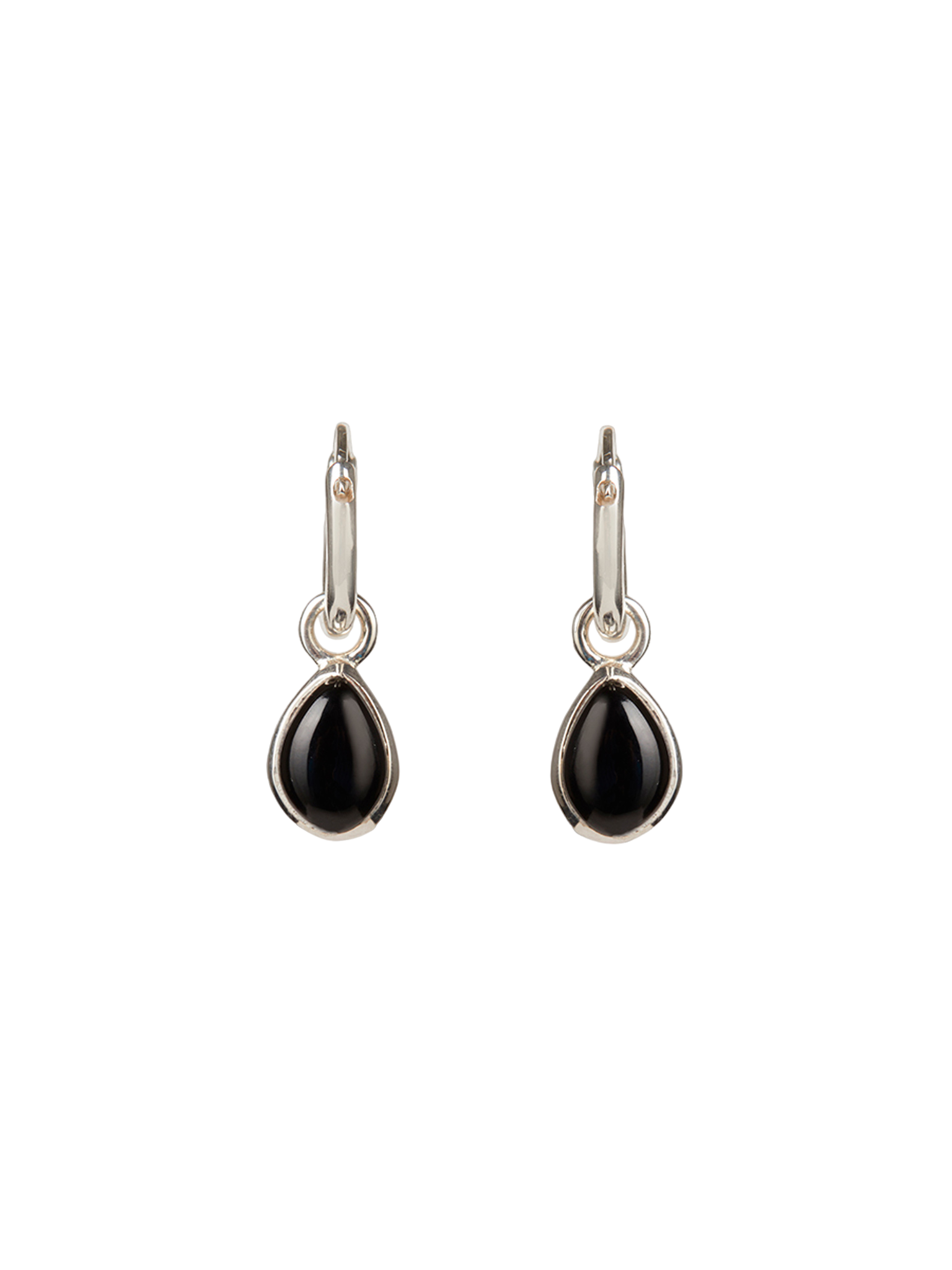 Apollo black onyx silver mini hoop earrings