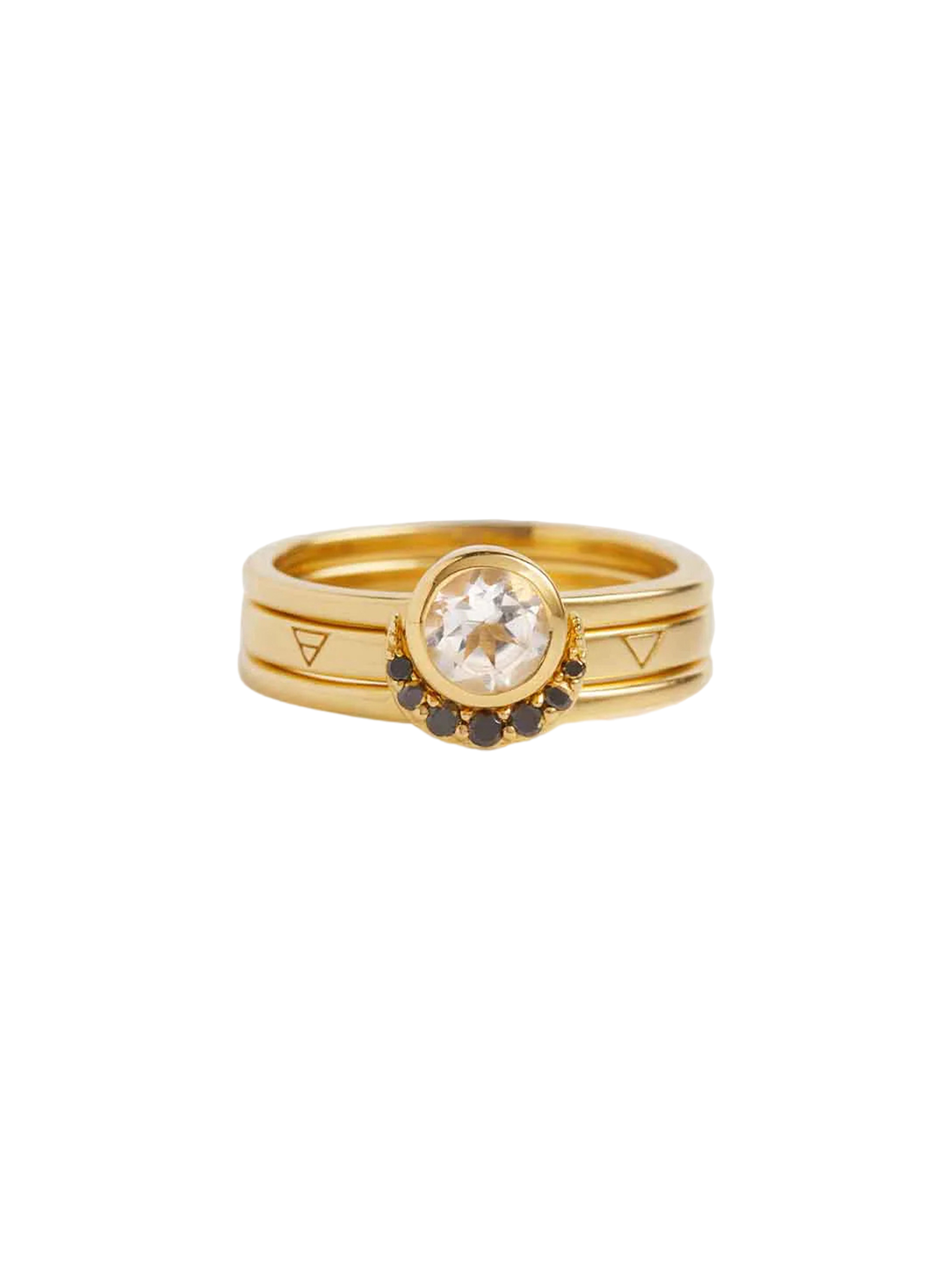 Eclipse Fine Stack Diamond Solid Gold Ring Set