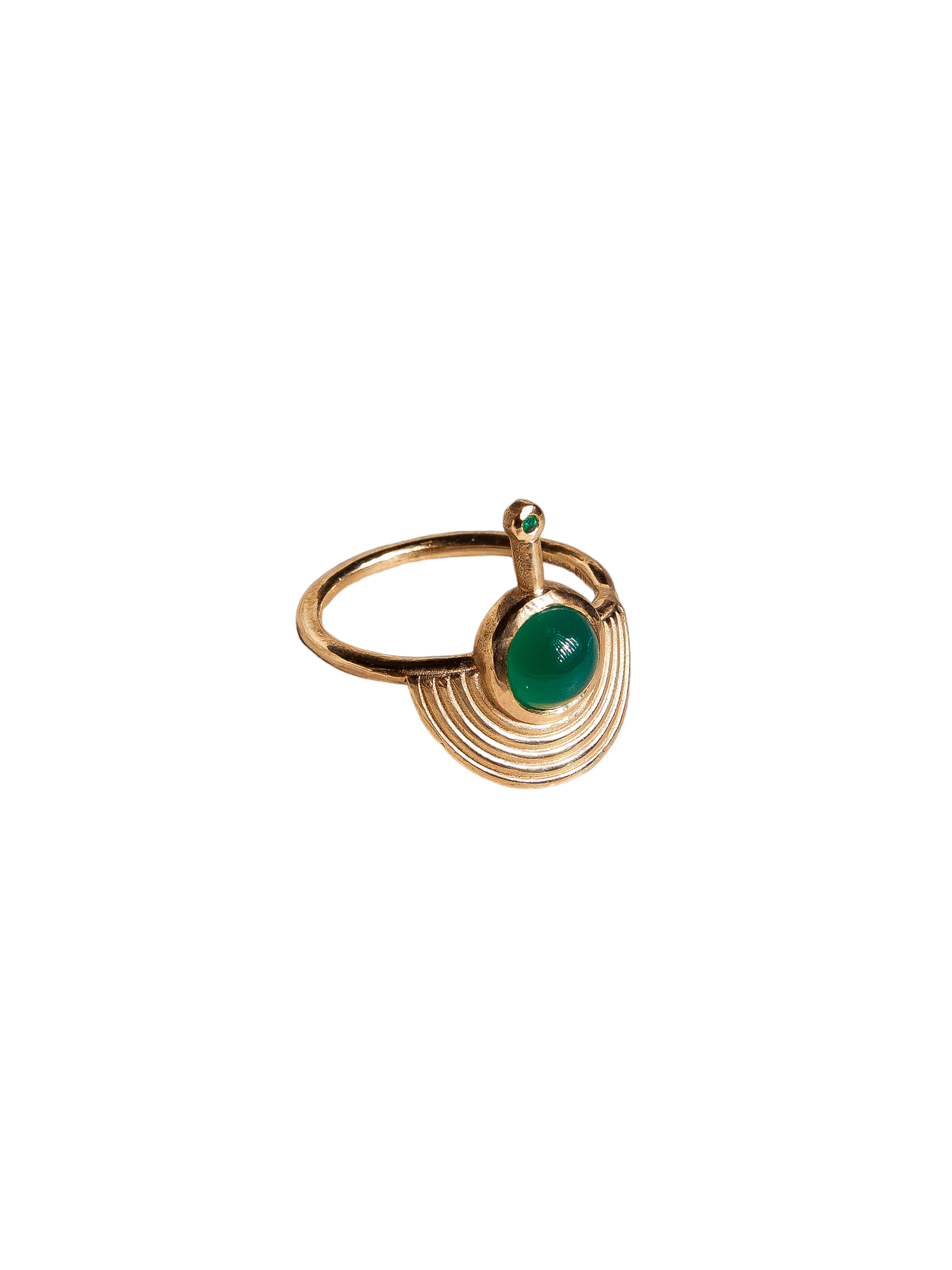 Interstellar green onyx with emerald ring