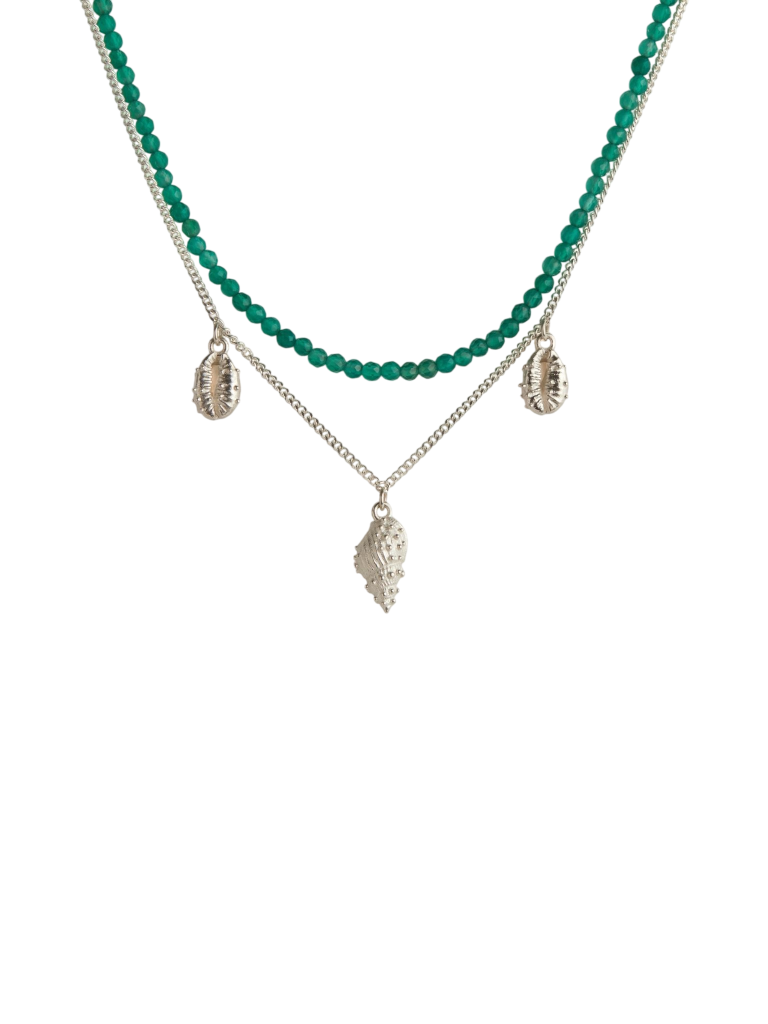 Thalassa green onyx layered necklace silver