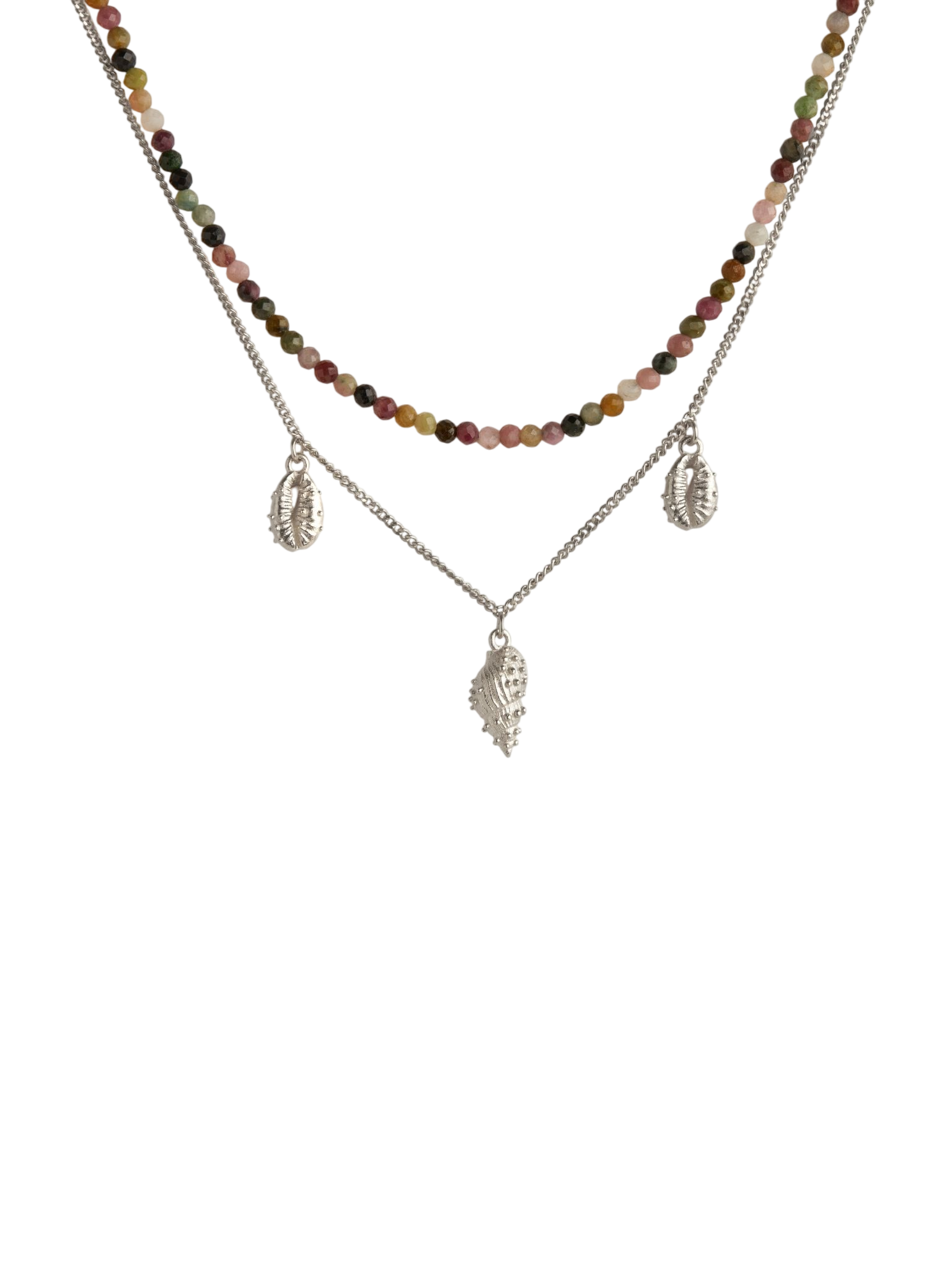 Thalassa tourmaline layered necklace silver