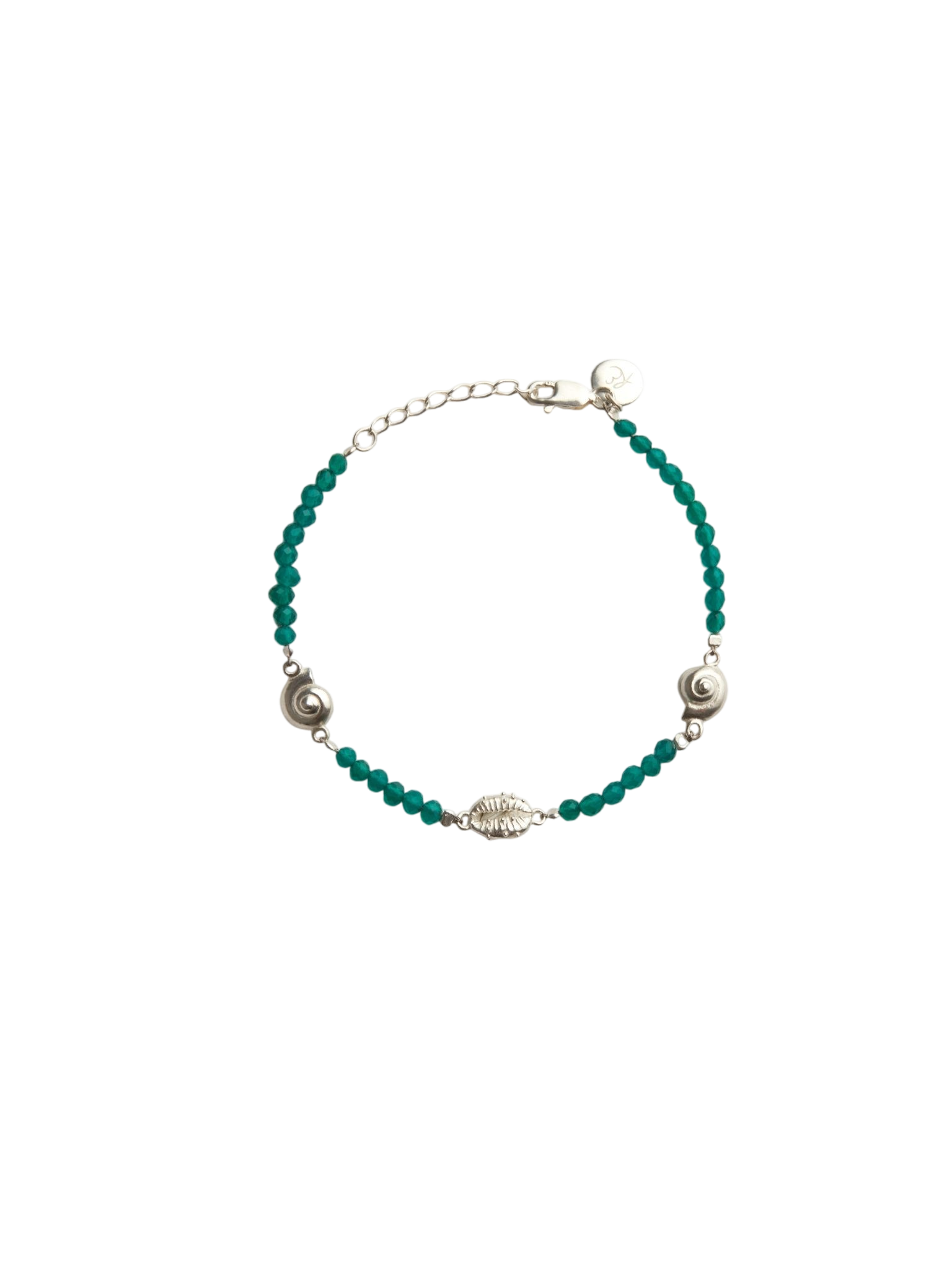 Inanna spiral green onyx bracelet silver