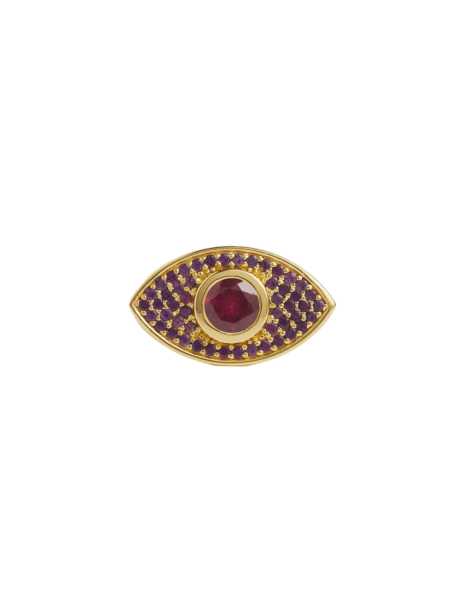 Rays of Light Pink Garnet and Amethyst Eye Ring