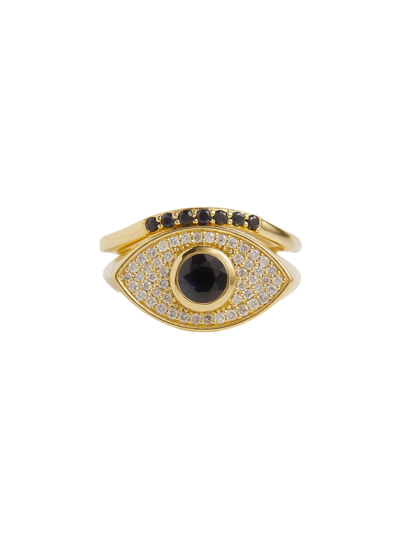 Rays of Light Fine Ring Black Sapphire Solid Gold Ring Set