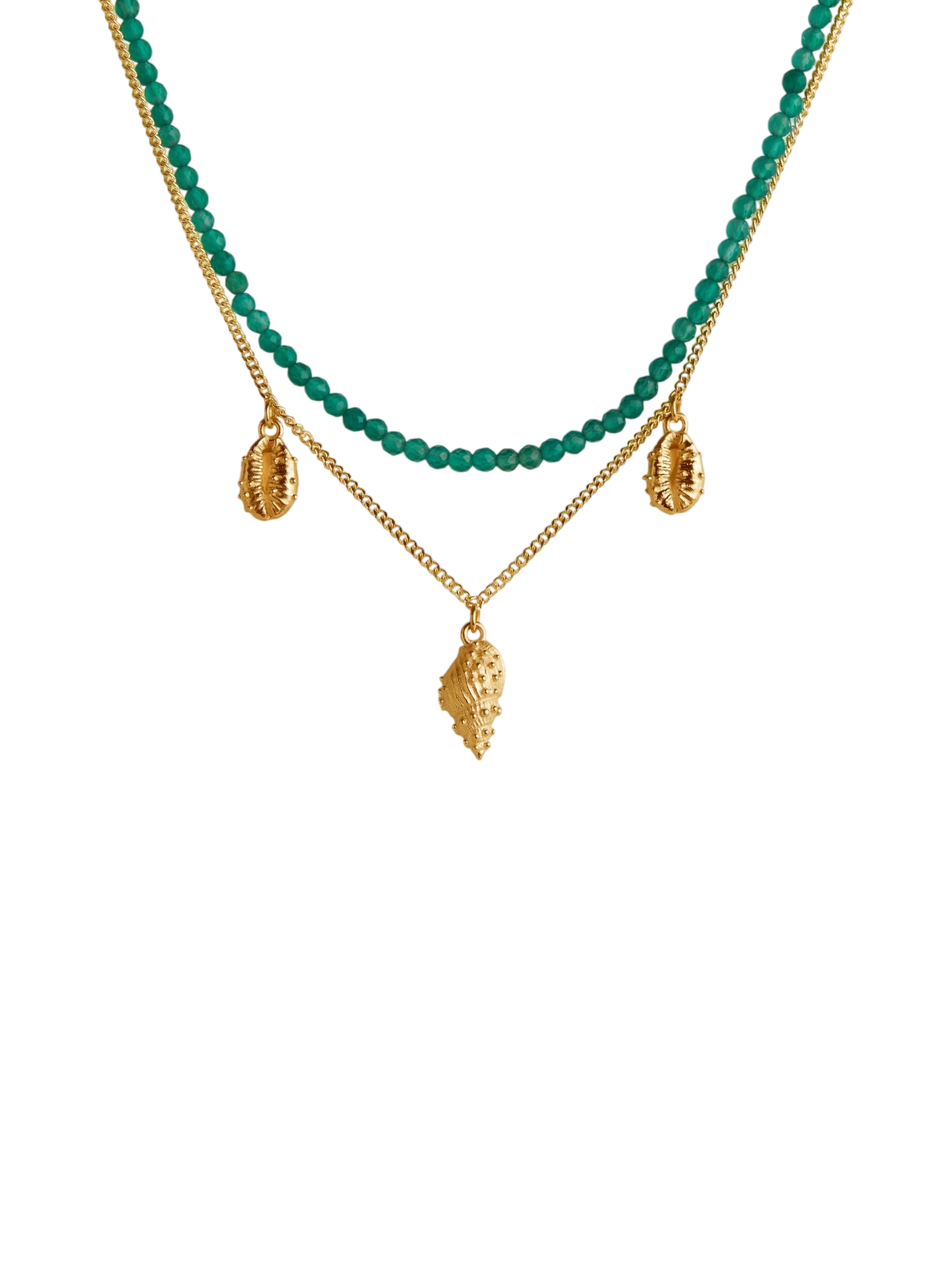 Thalassa green onyx layered necklace gold