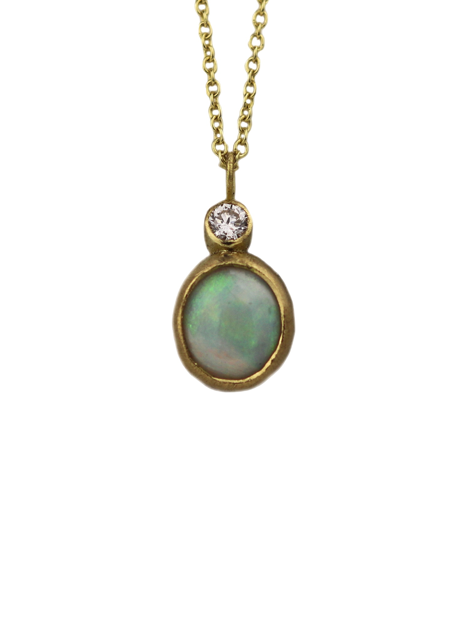 Opal & diamond drop necklace