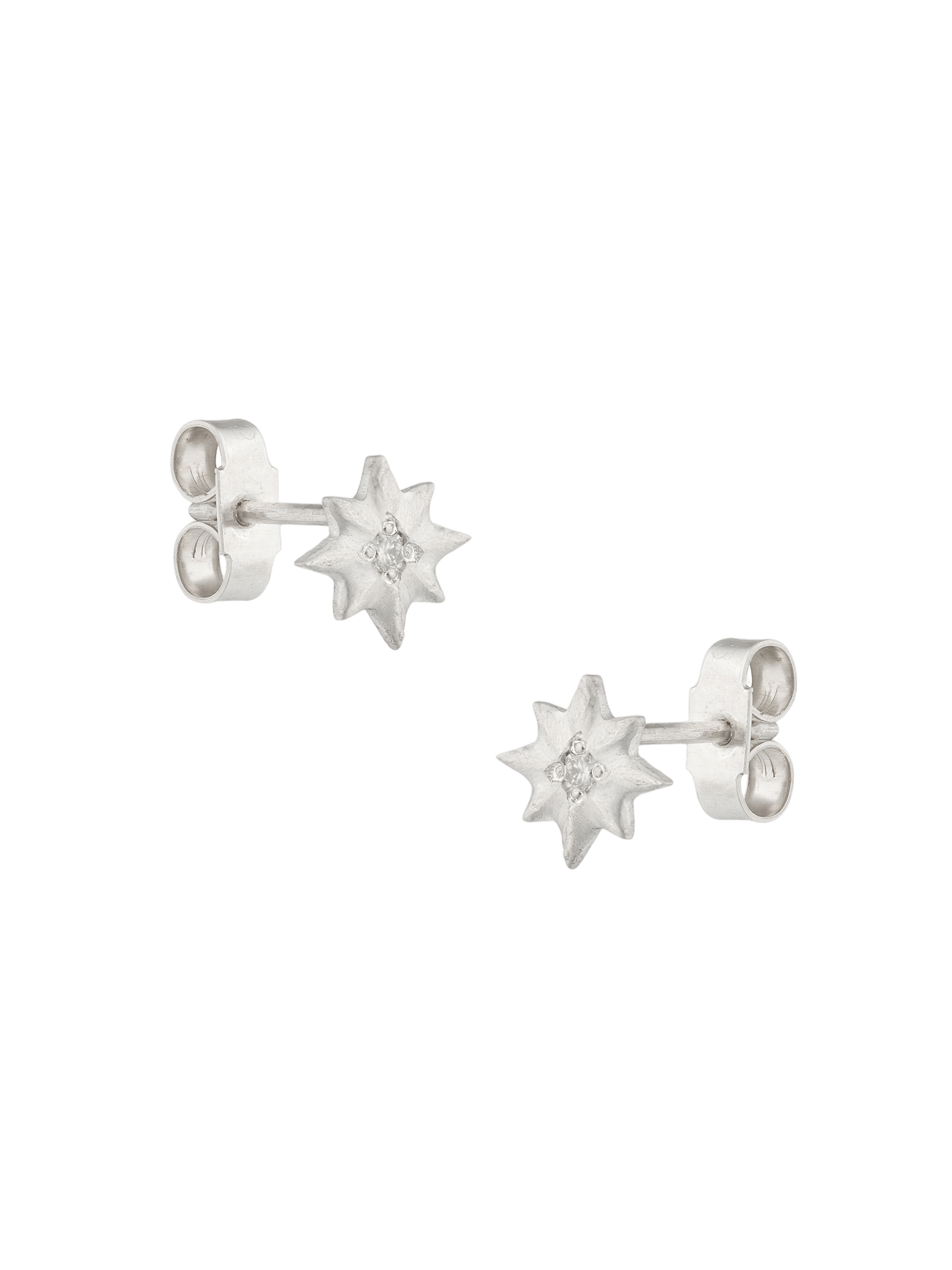 Silver diamond star studs