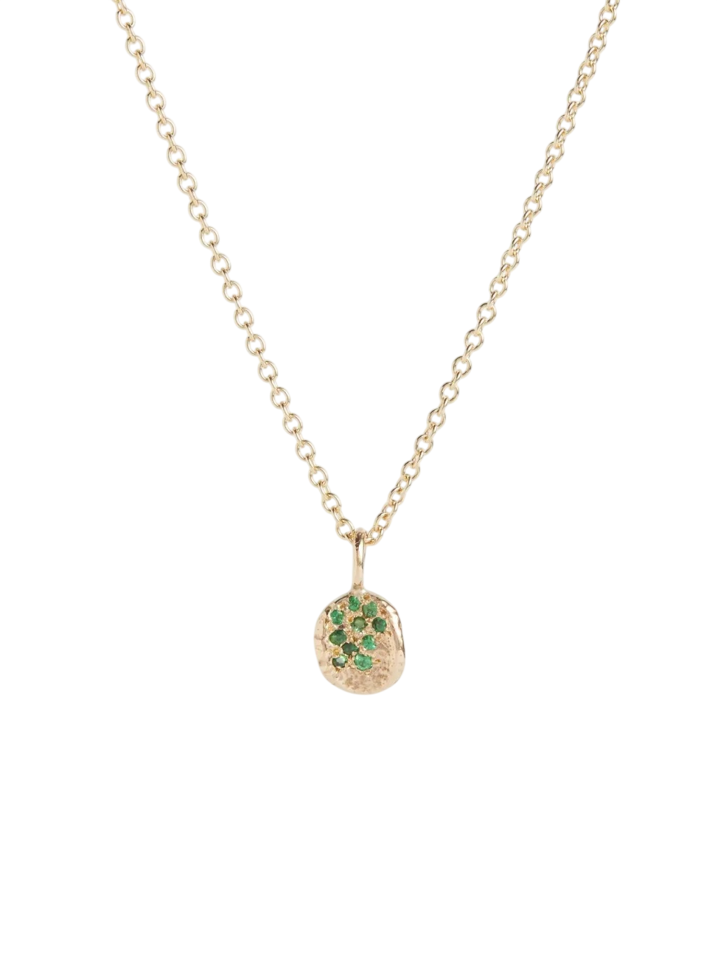 Dainty Green Garnet Molten Disc Necklace