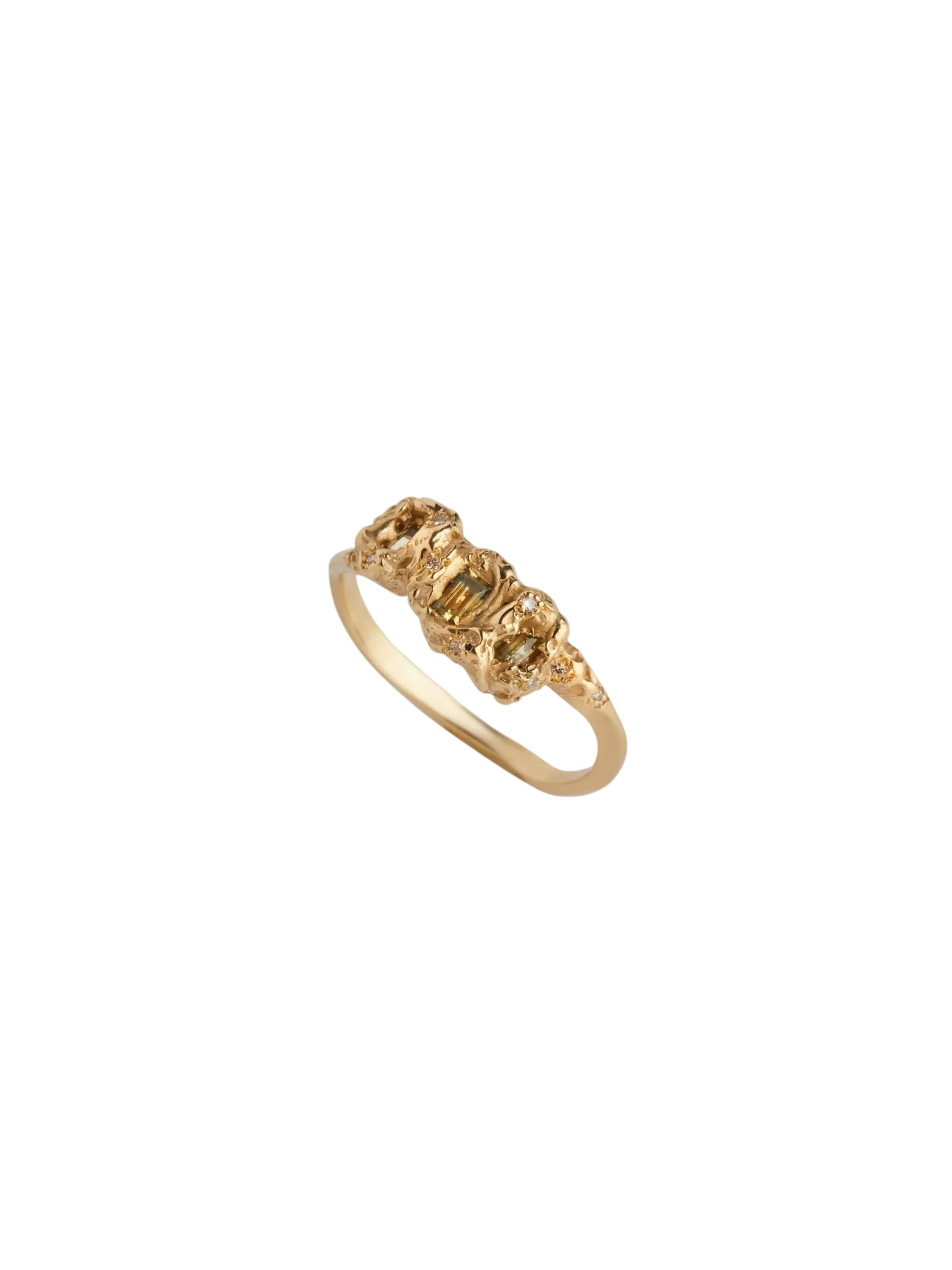 Green Sapphire & Diamond Sunken Treasure Ring