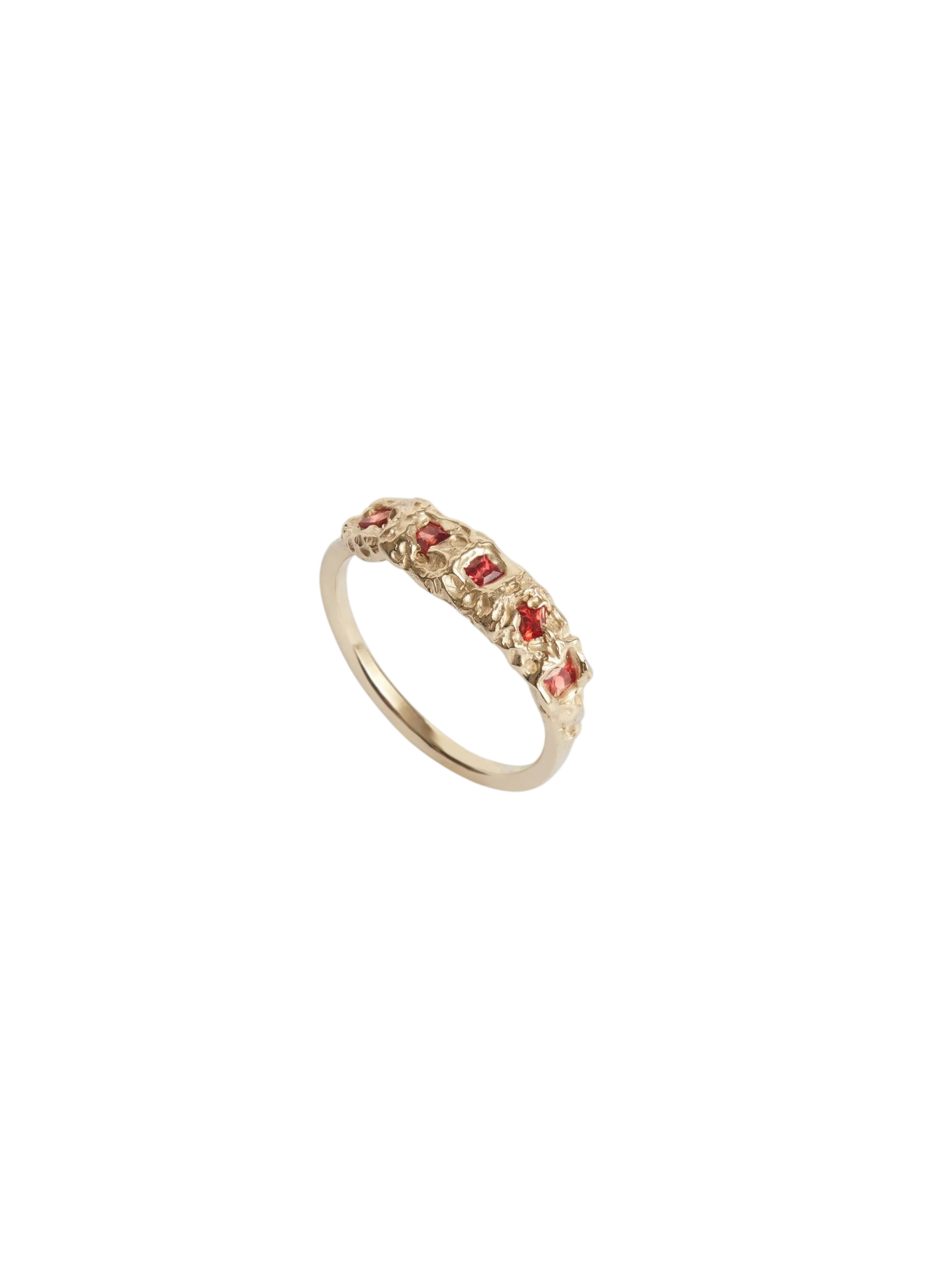 9ct Gold Orange Sapphire Textured Treasure Eternity Band