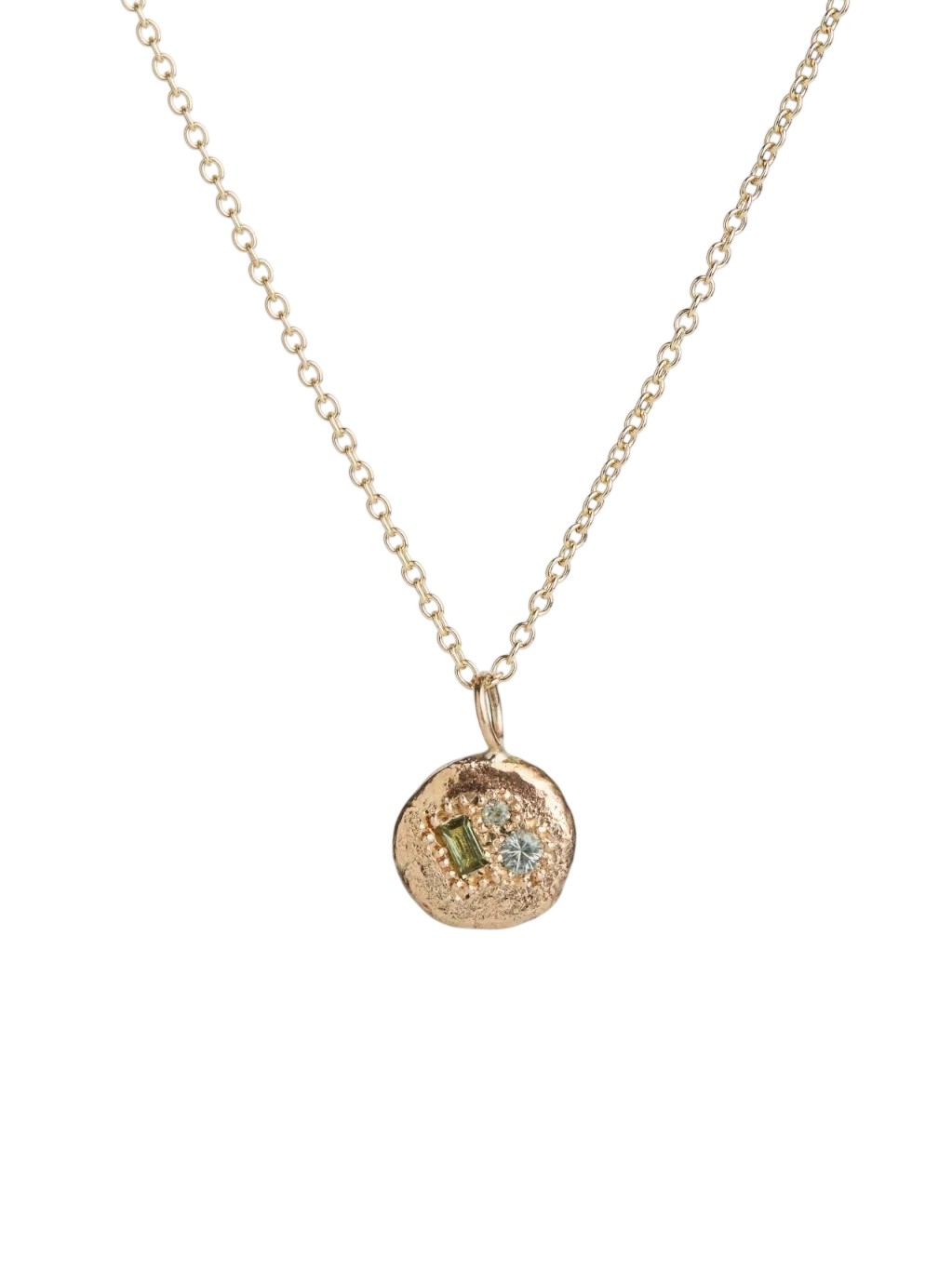 Dainty Green Sapphire Treasure Coin Necklace