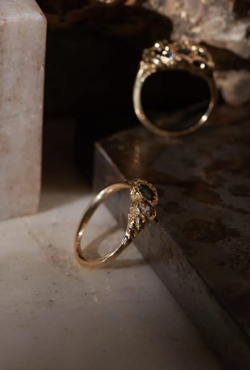 Emerald & Diamond Twin Relic Ring
