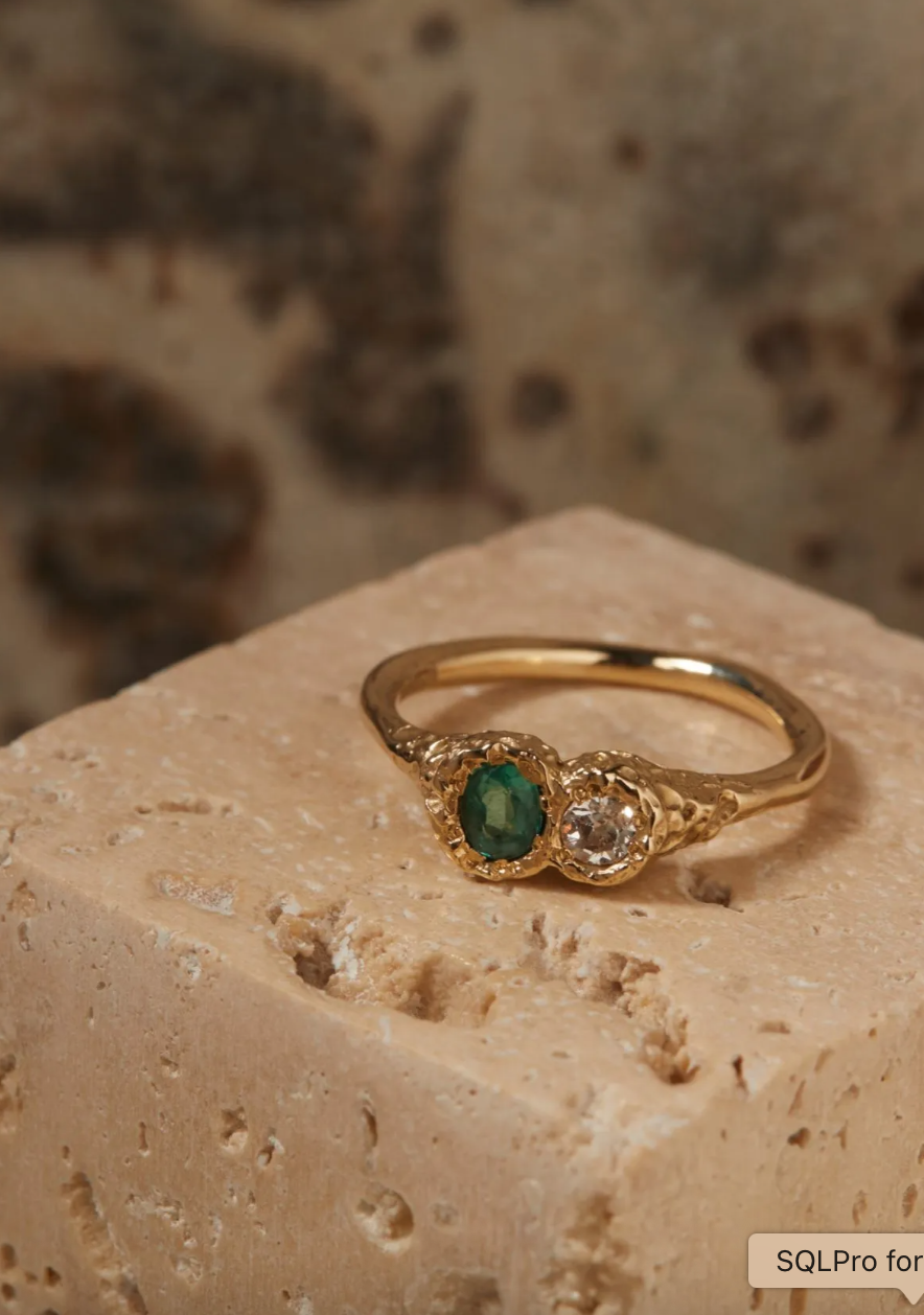 Emerald & Diamond Twin Relic Ring