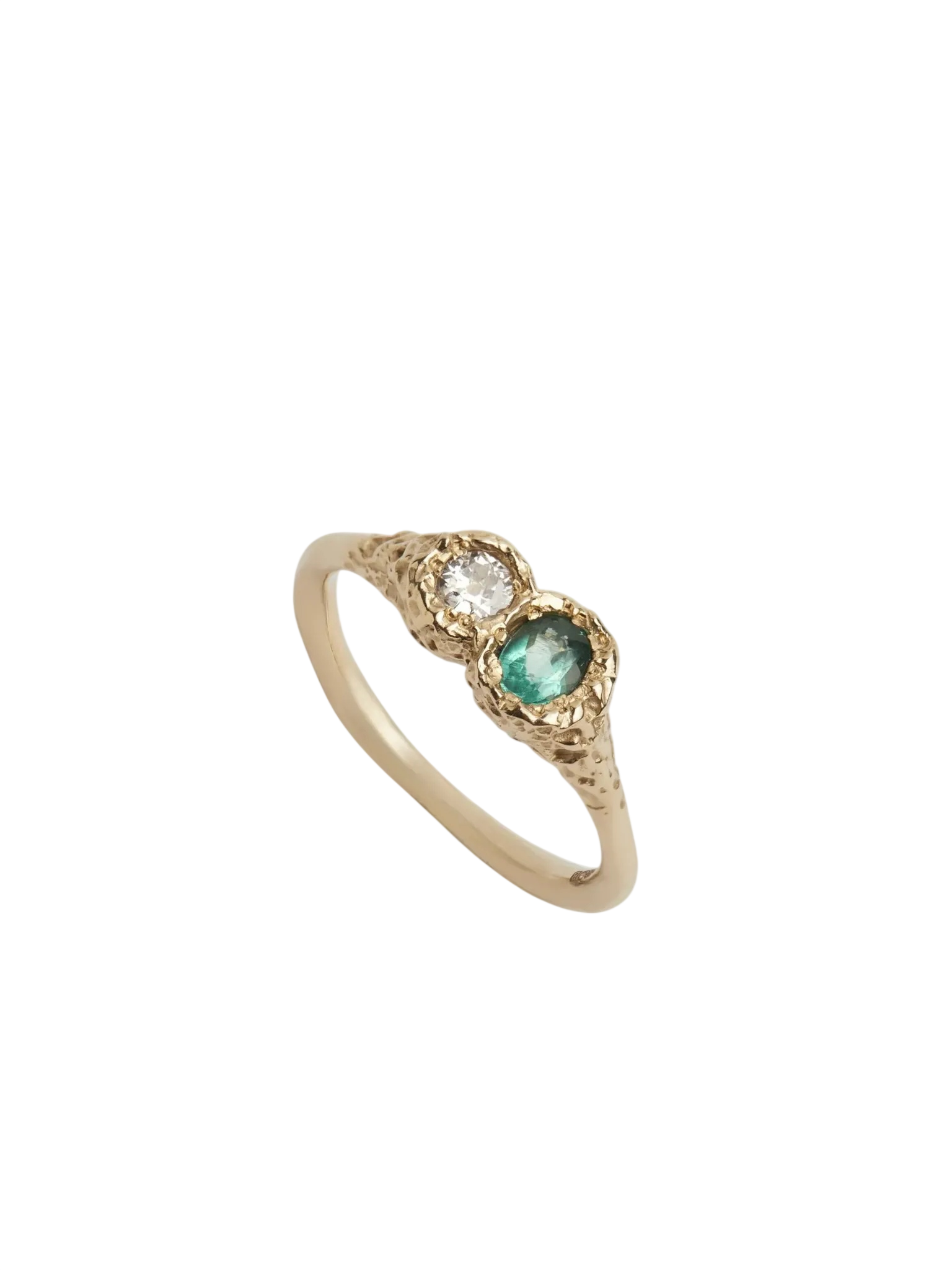 Emerald & Diamond Twin Relic Ring