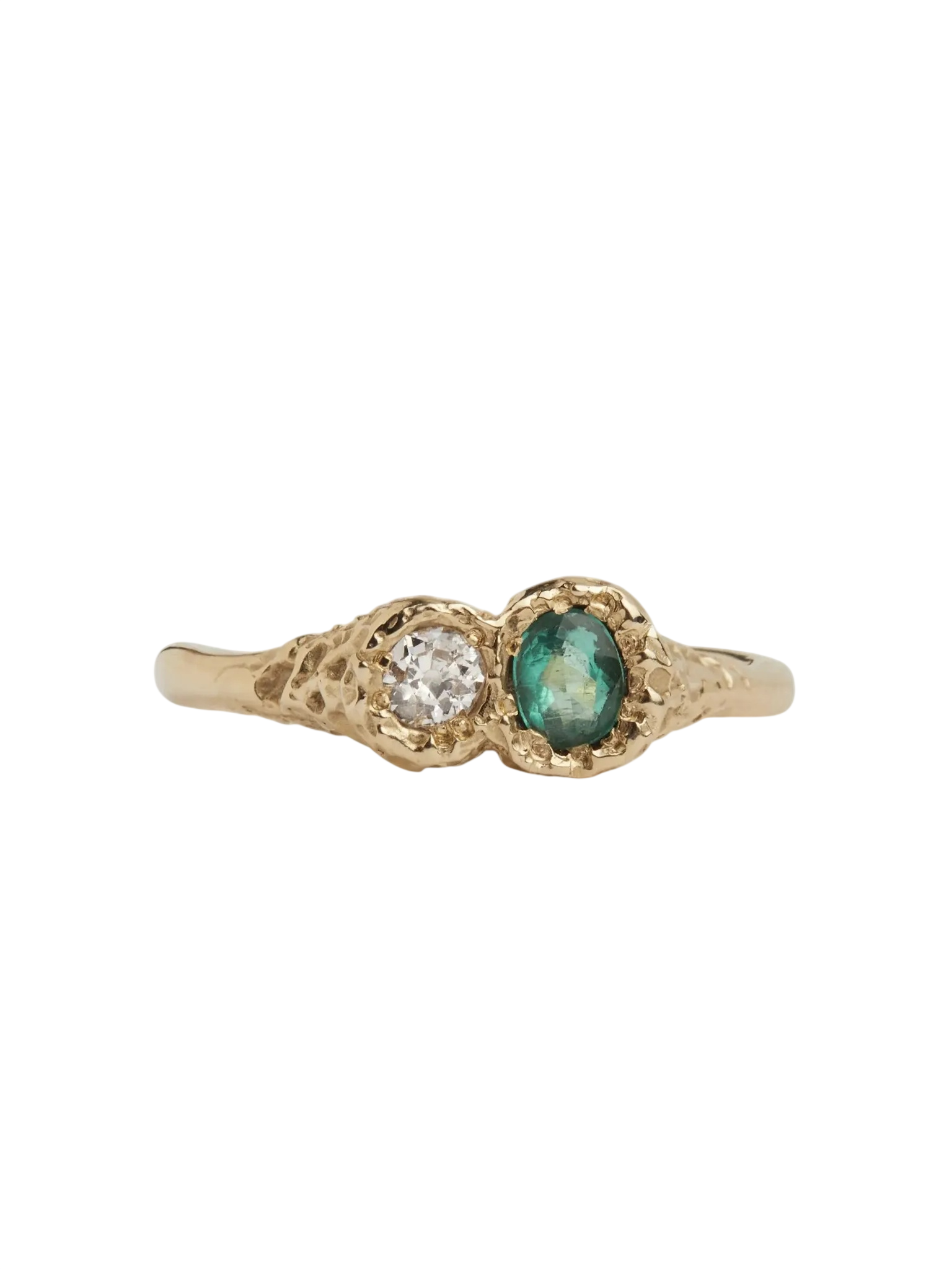 Emerald & Diamond Twin Relic Ring