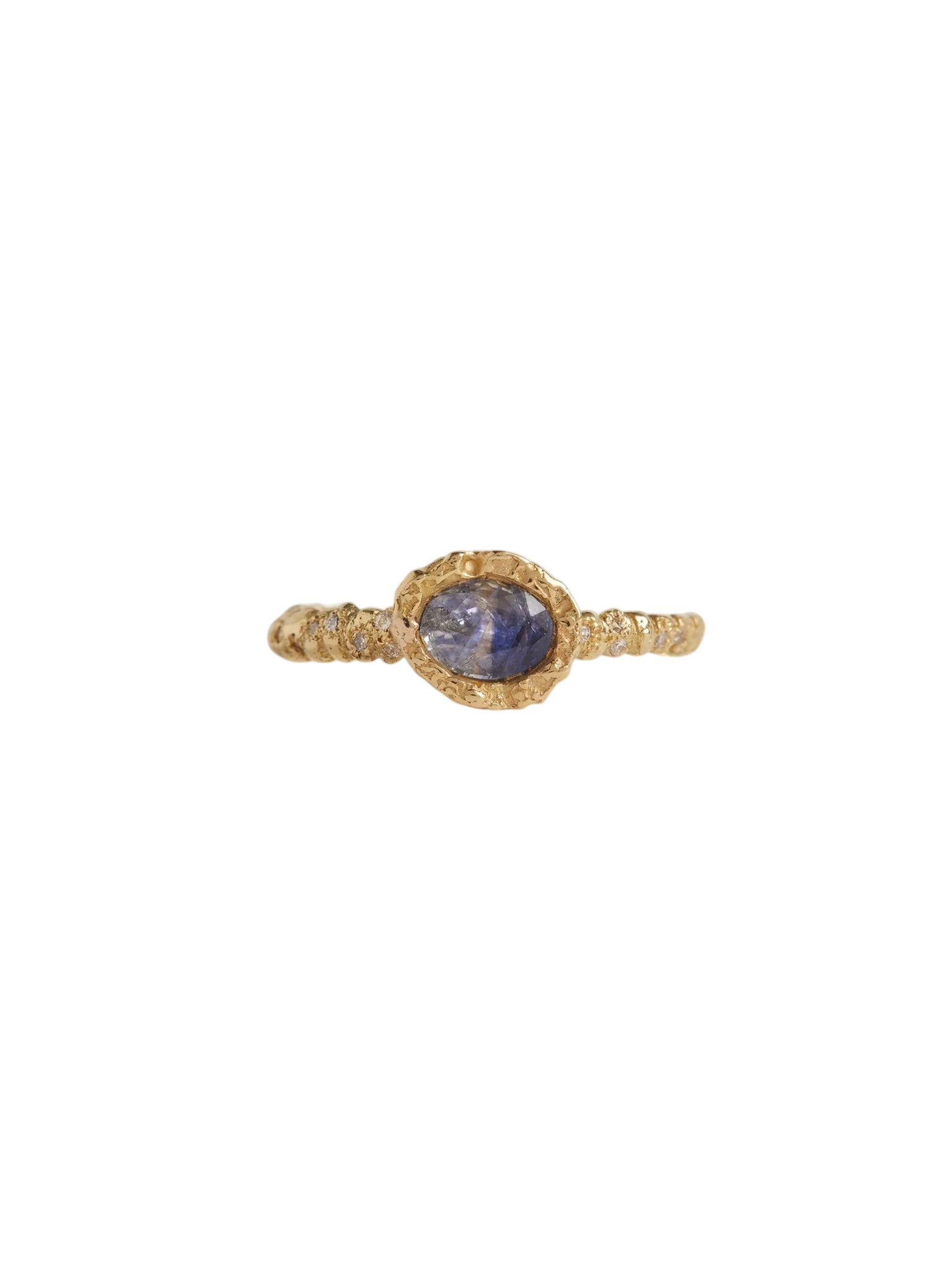 Bi-Colour Blue Sapphire and Diamond Sunken Treasure Ring