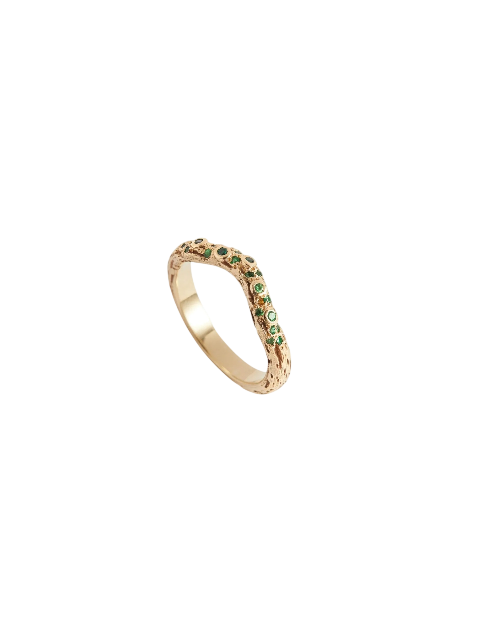 Textured Green Garnet Curve Band