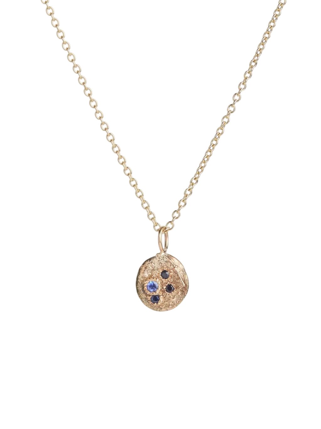Dainty Blue Sapphire Treasure Coin Necklace