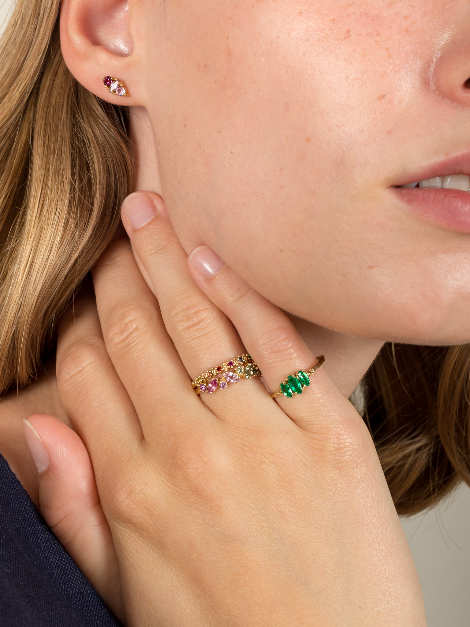 Monaco pink sapphire studs
