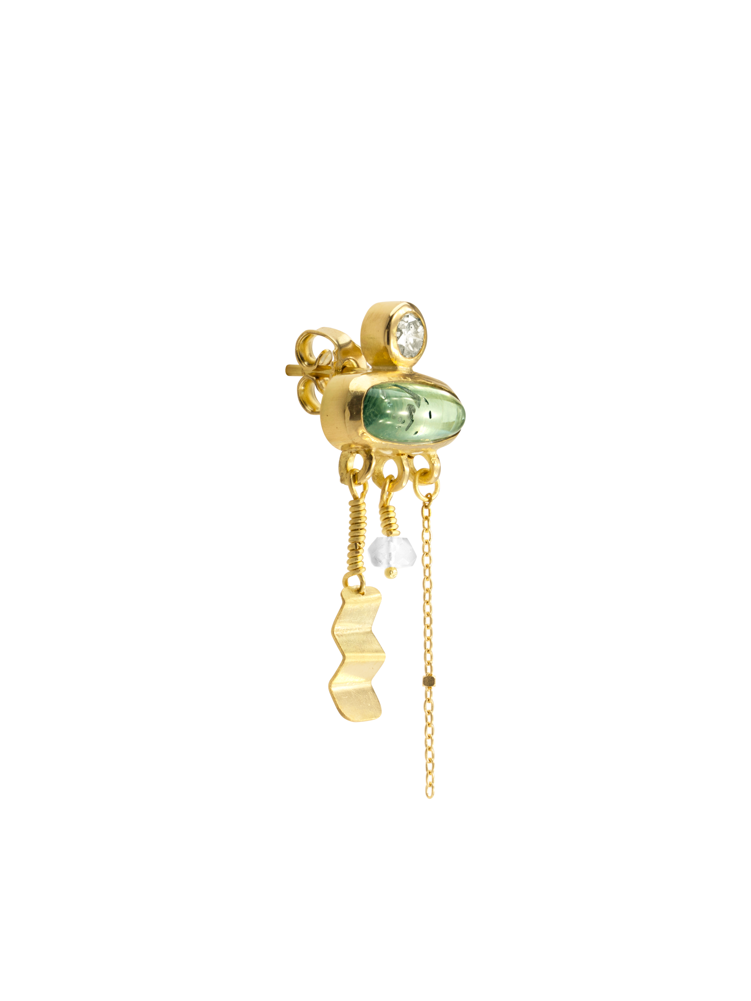 Holiday tourmaline, sapphire and diamond earring