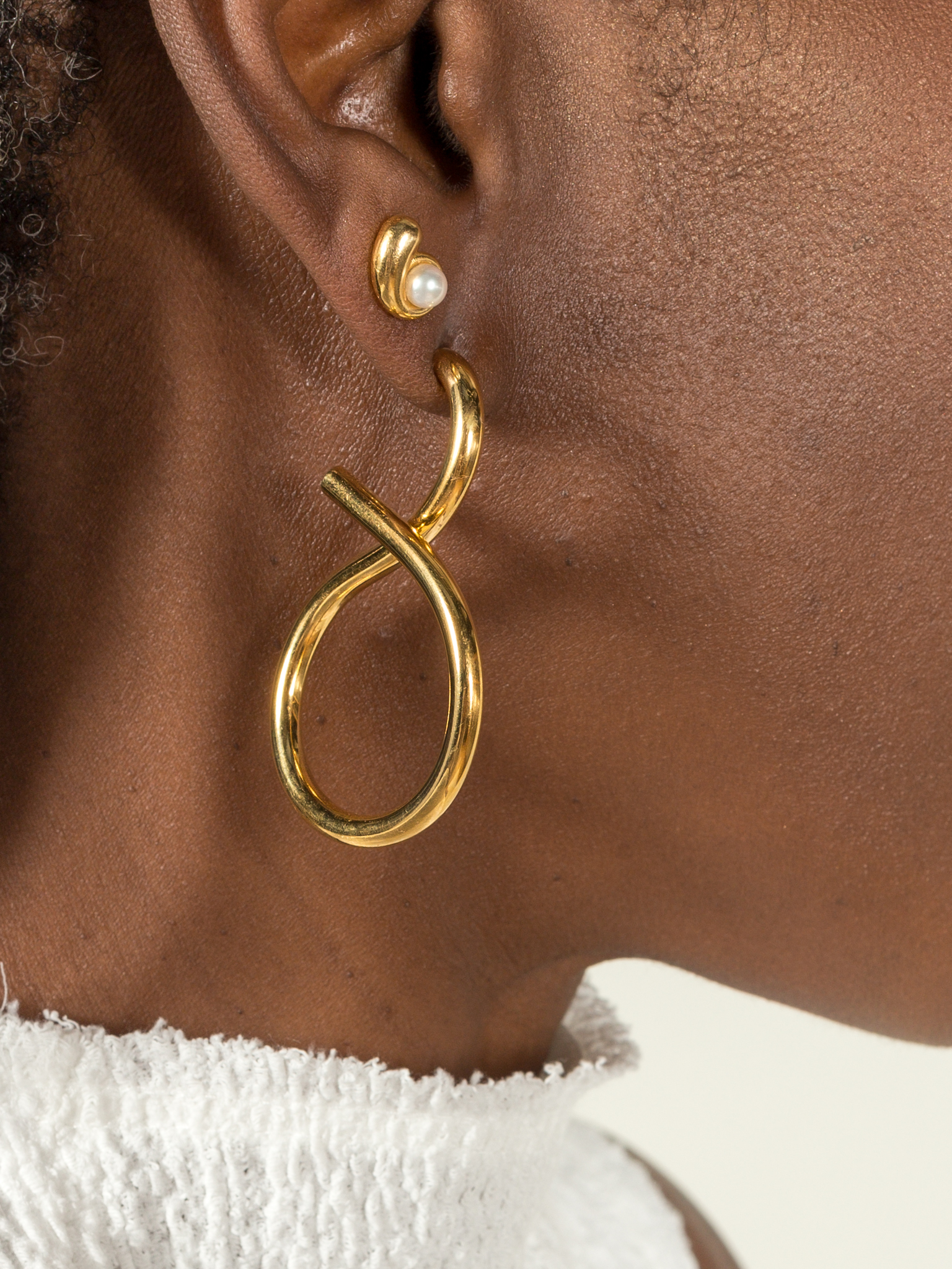 Nautilus pearl earrings in gold vermeil by Sara Robertsson Jewellery