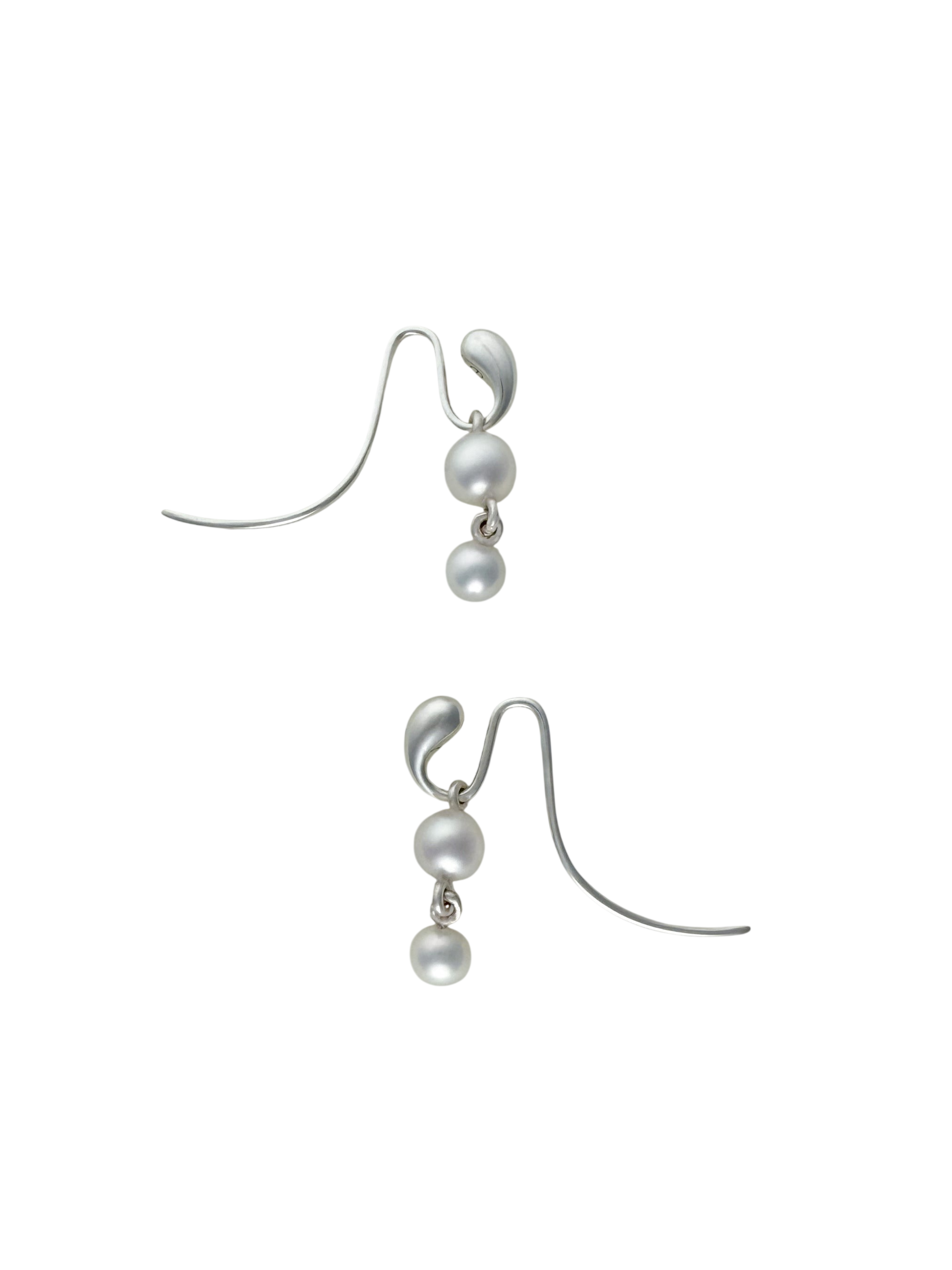 Pendant Earrings Silver With Double Freshwater Pearls photo