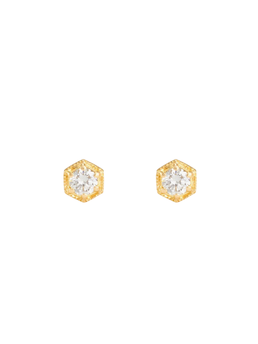3.5mm White Diamond Hexagon Studs photo