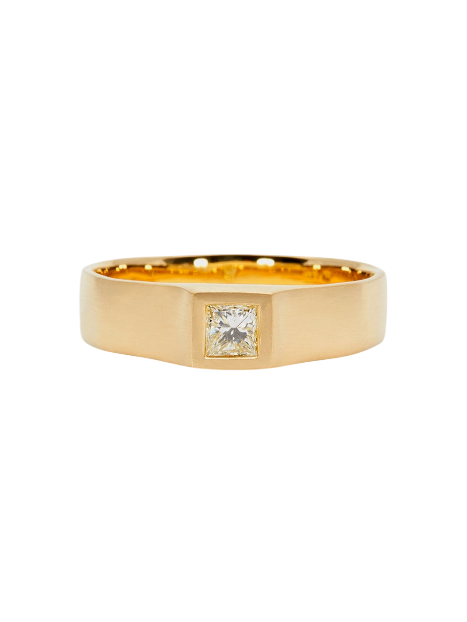 0.16 carat princess cut white diamond signet ring