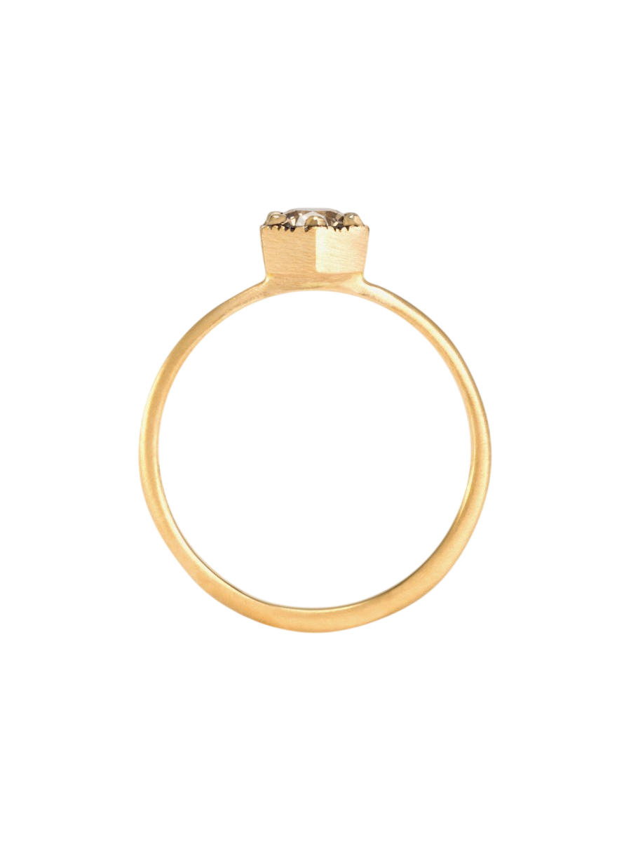 4.5mm Brown Diamond Hexagon Ring