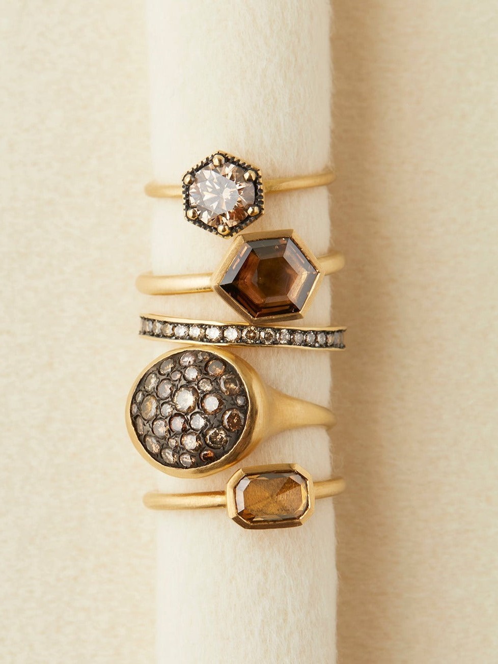 6.5mm Brown Diamond Hexagon Ring
