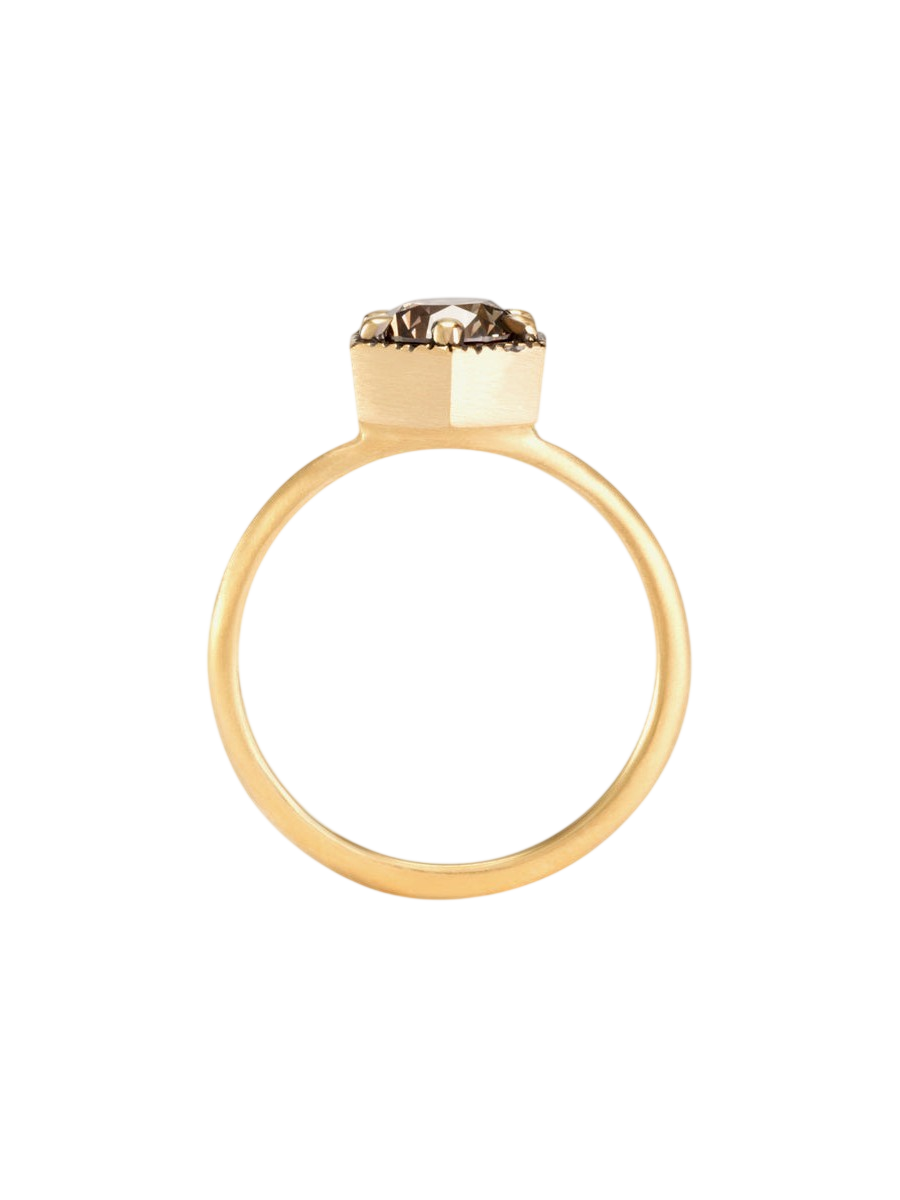 6.5mm Brown Diamond Hexagon Ring