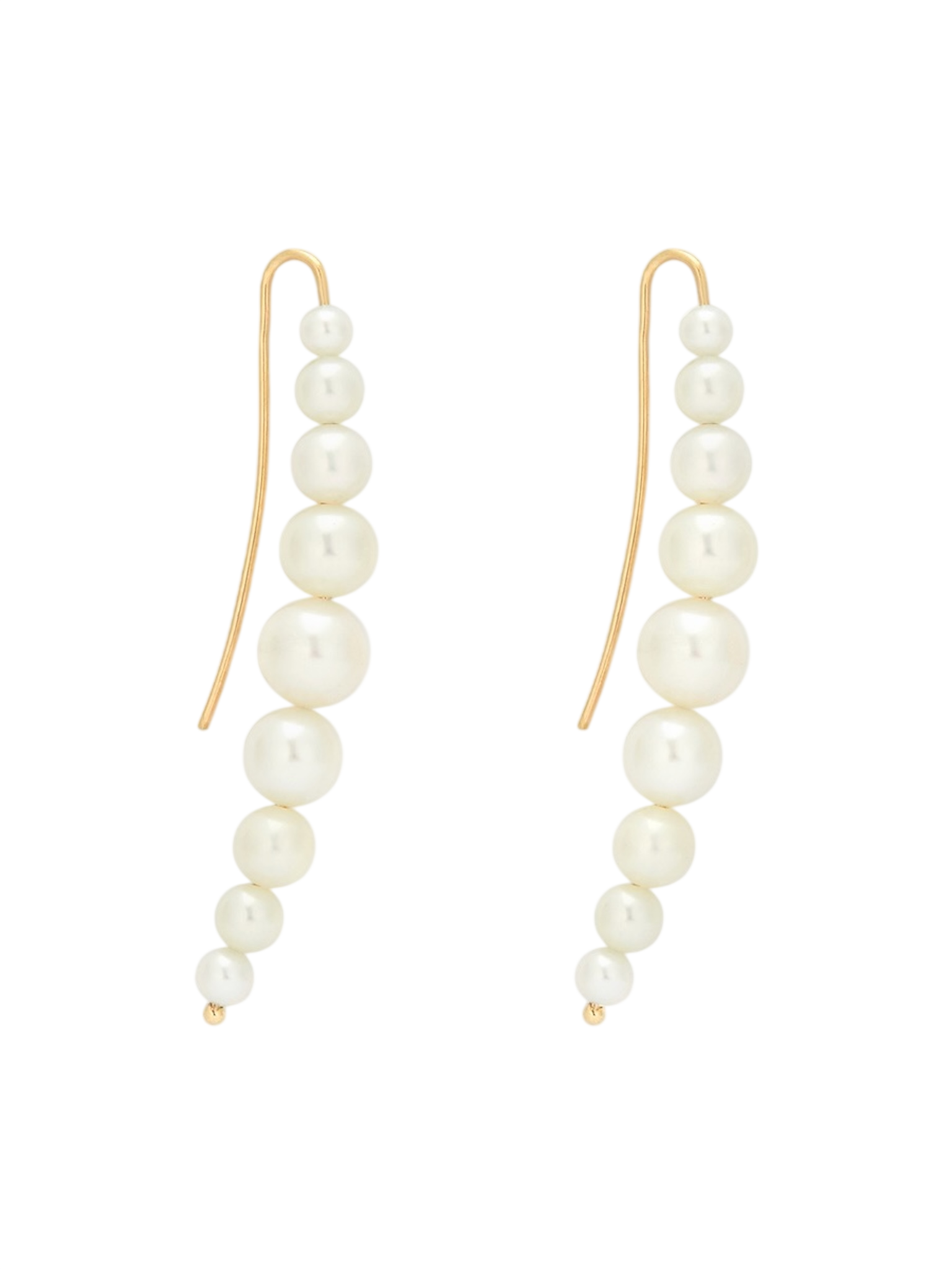 Cascading white pearl drop earrings