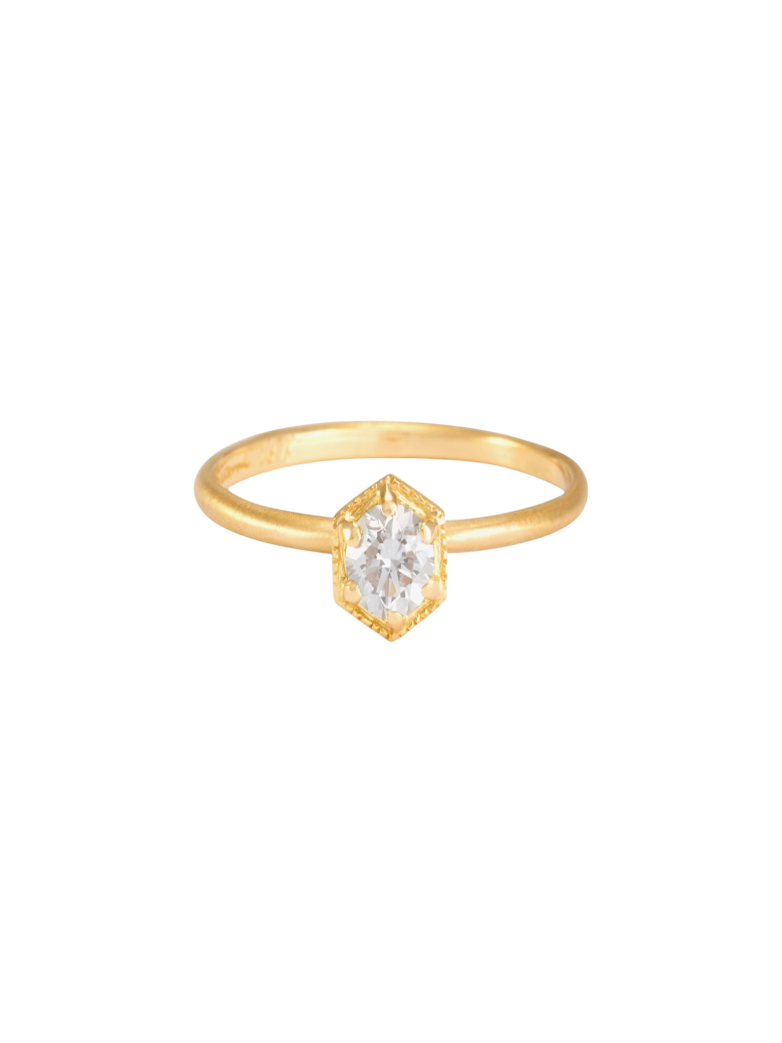 4mm hexagon white diamond ring