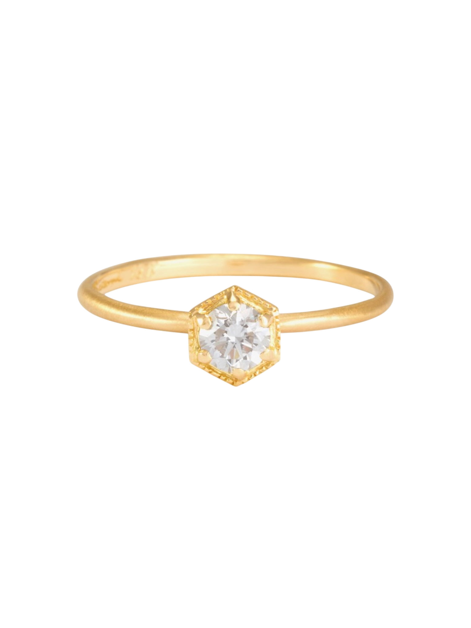 4mm hexagon white diamond ring