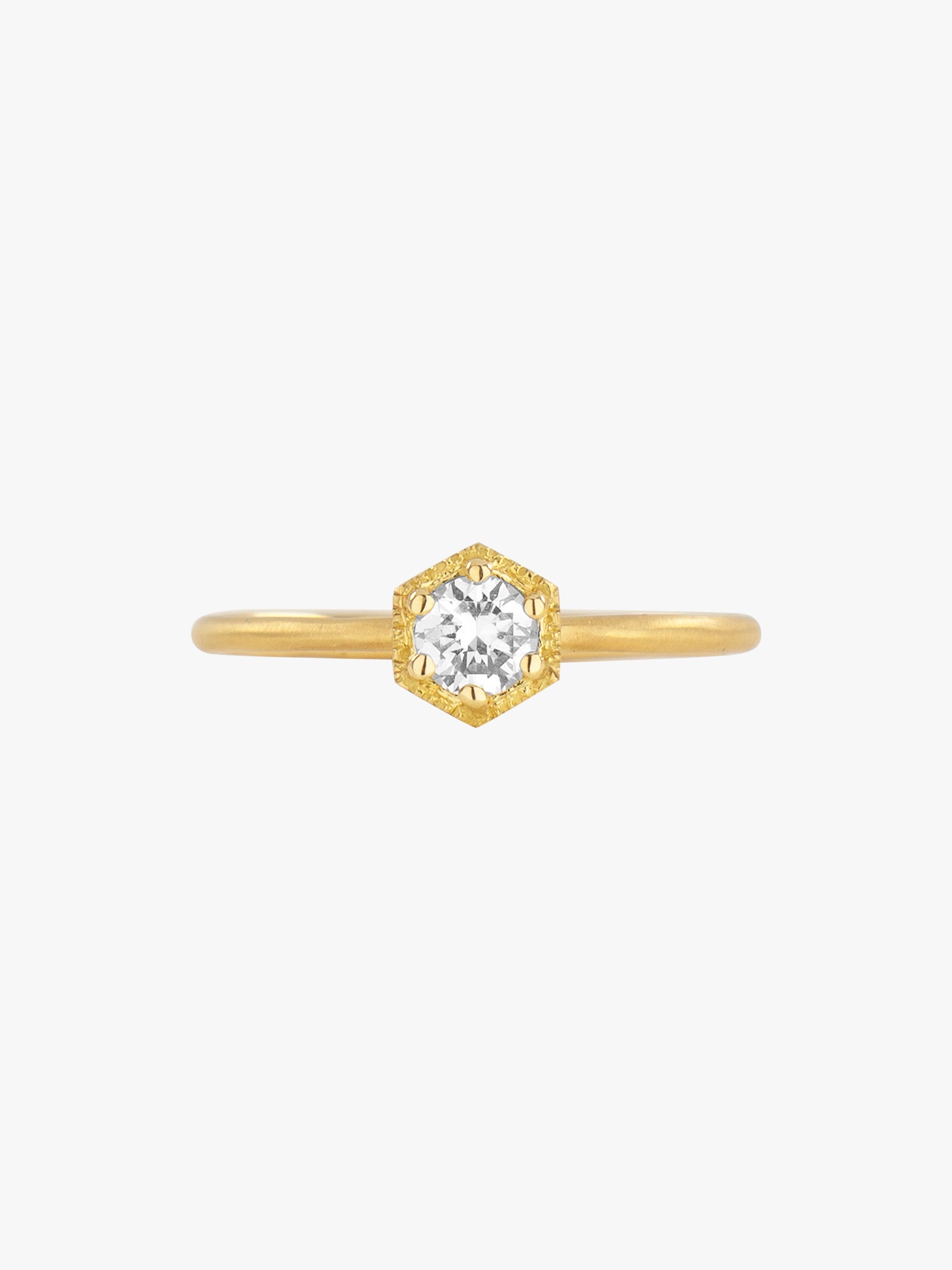 Hexagon white diamond ring