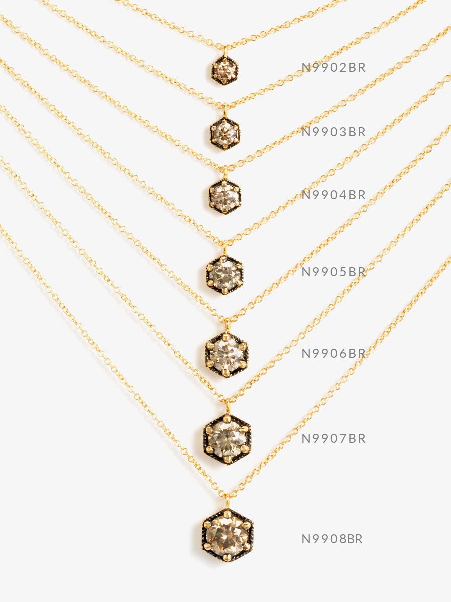 4.5mm Brown Diamond Hexagon Necklace
