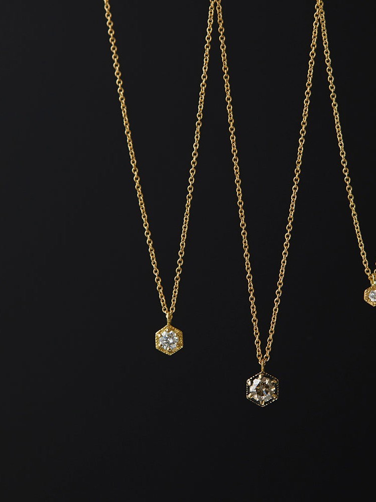 4.5mm Brown Diamond Hexagon Necklace