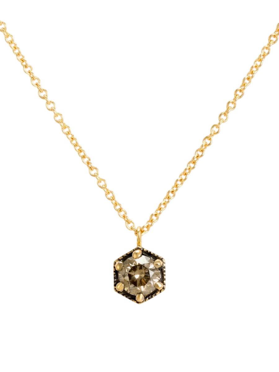 4.5mm Brown Diamond Hexagon Necklace