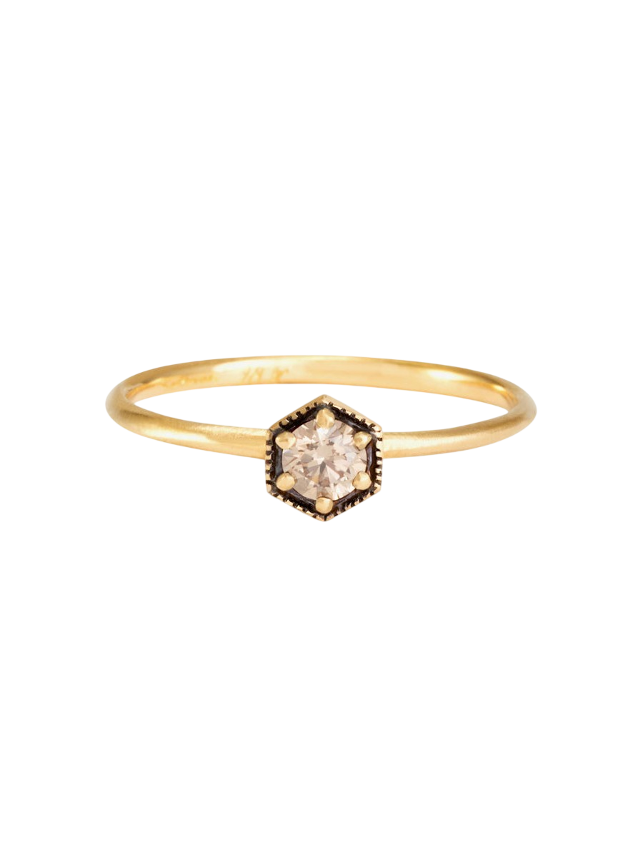 3.5mm Brown Diamond Hexagon Ring photo