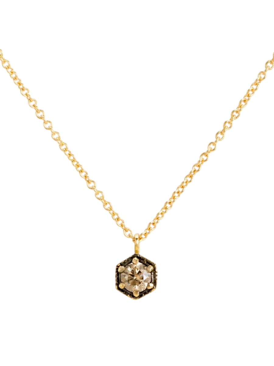 3.5mm Brown Diamond Hexagon Necklace photo