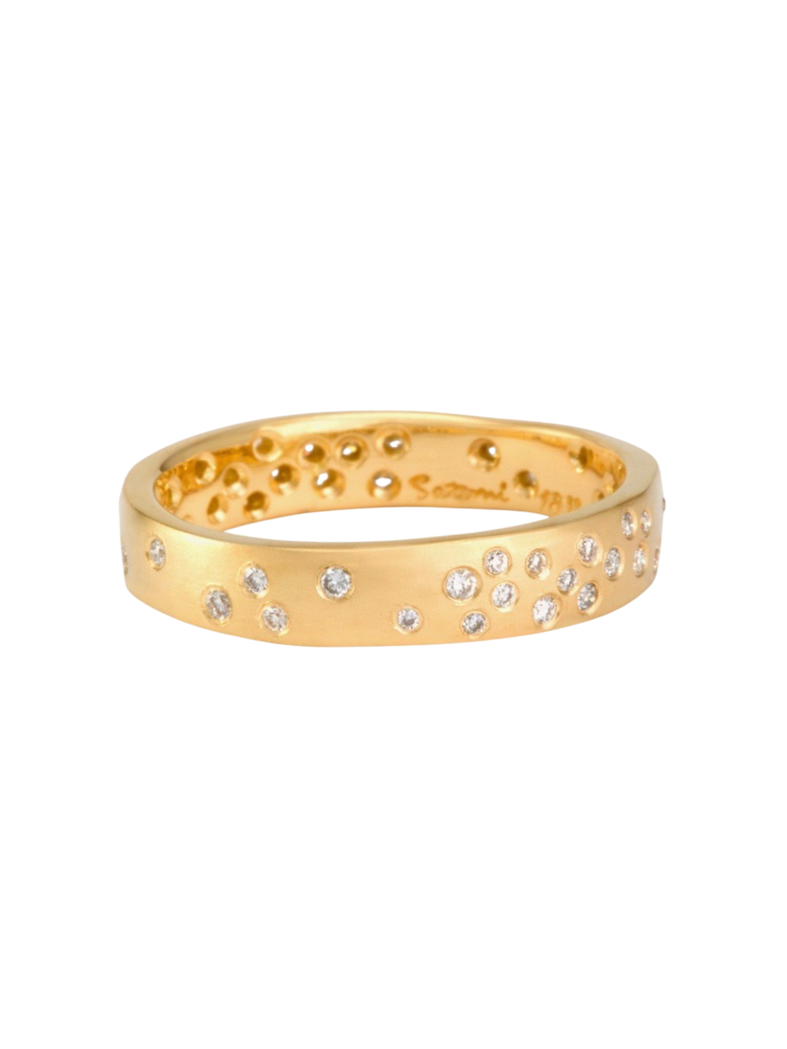 Wide white diamond starry night band