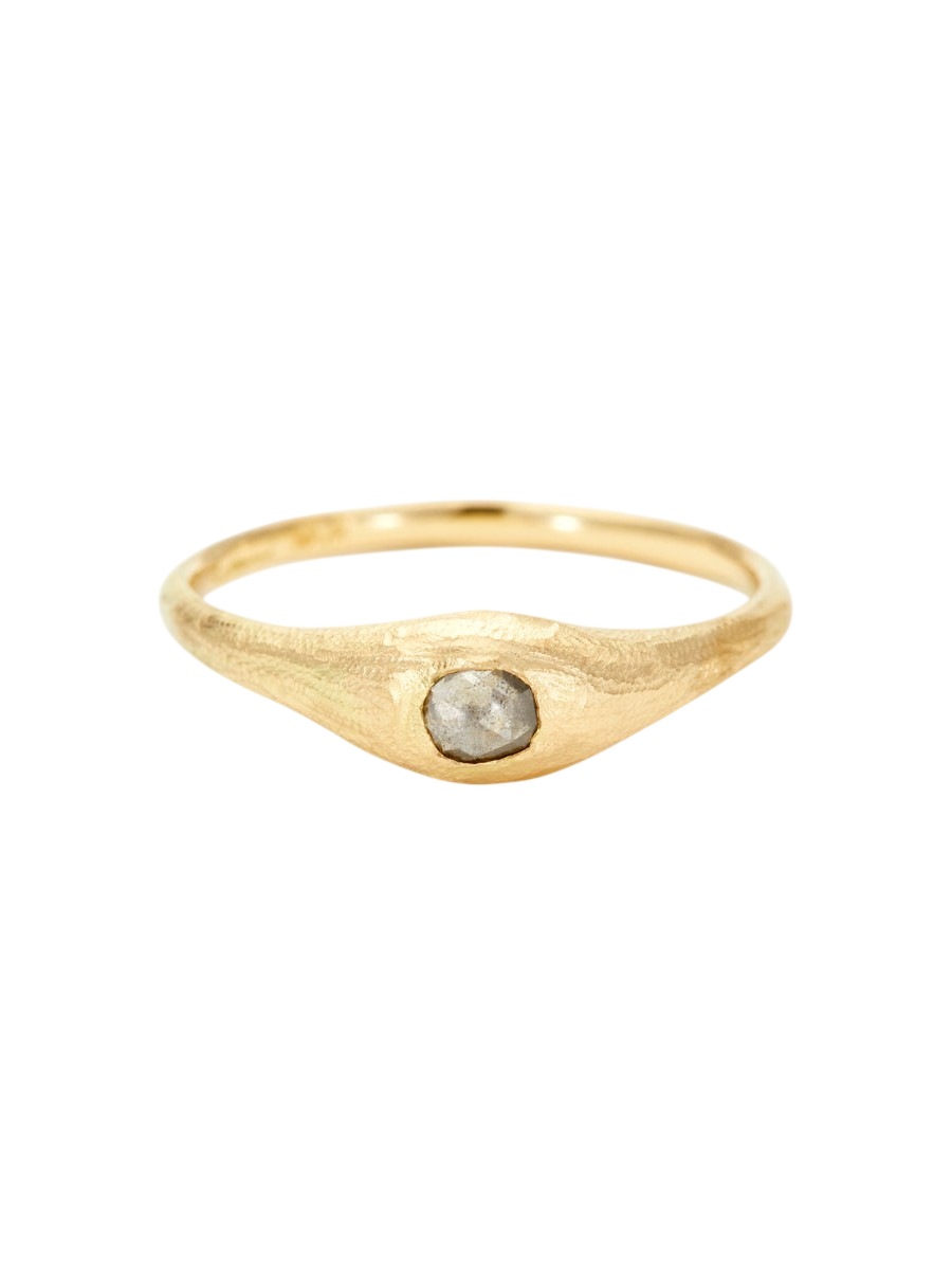 3.8mm White Diamond Rose Cut Curva Ring photo