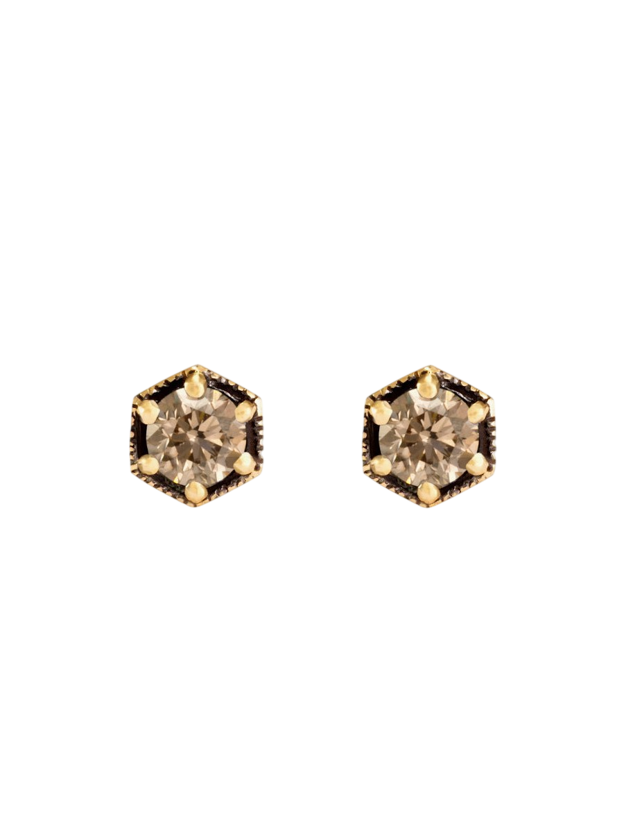 4.5mm Brown Diamond Hexagon Studs photo