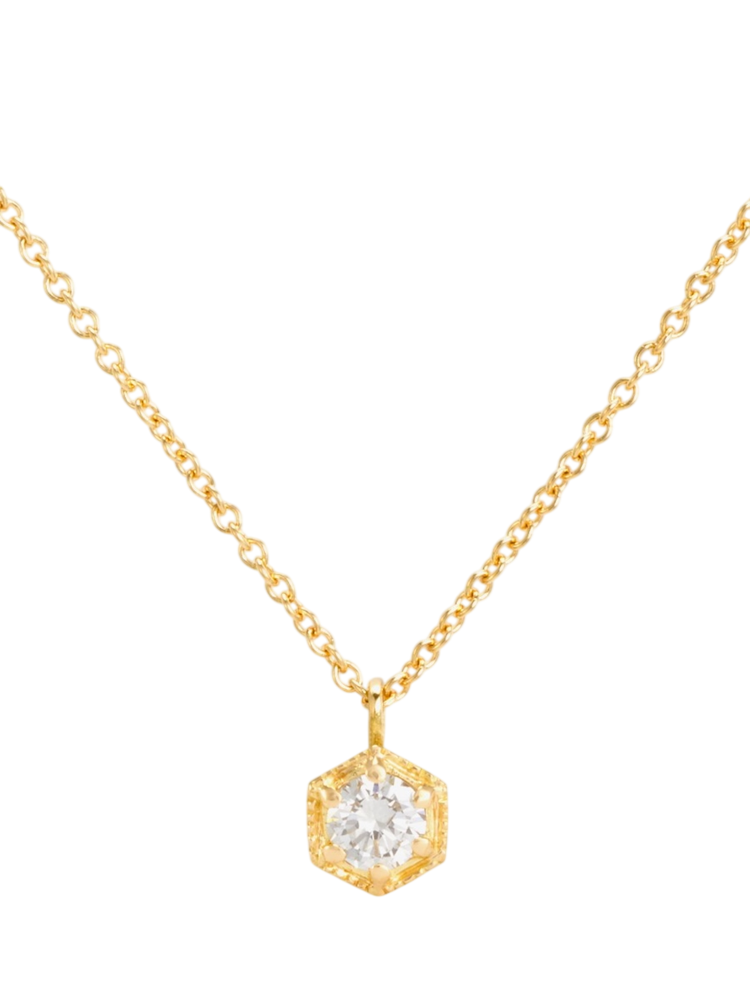 White diamond hexagon necklace