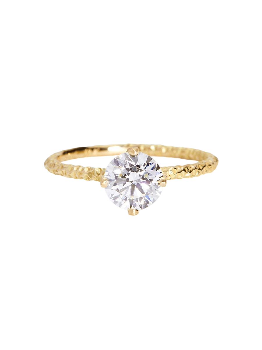 6.5mm White Diamond Homespun Solitaire Ring photo