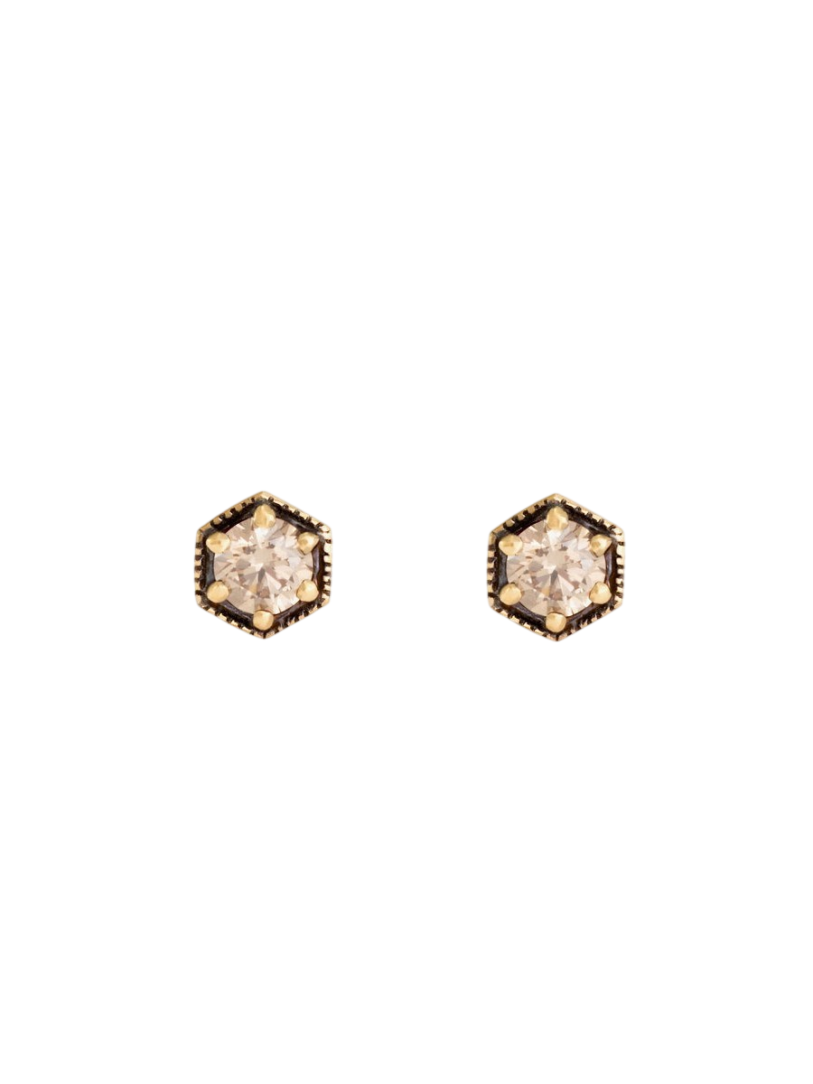 3.5mm Brown Diamond Hexagon Studs photo