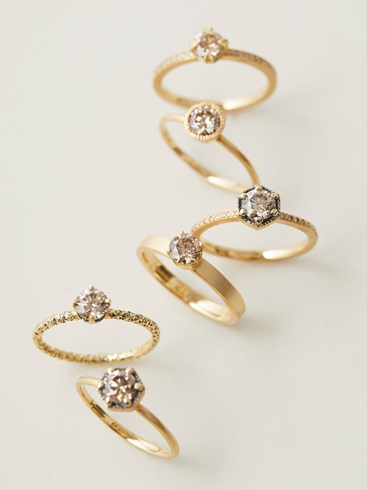 5mm Brown Diamond Homespun Solitaire Ring