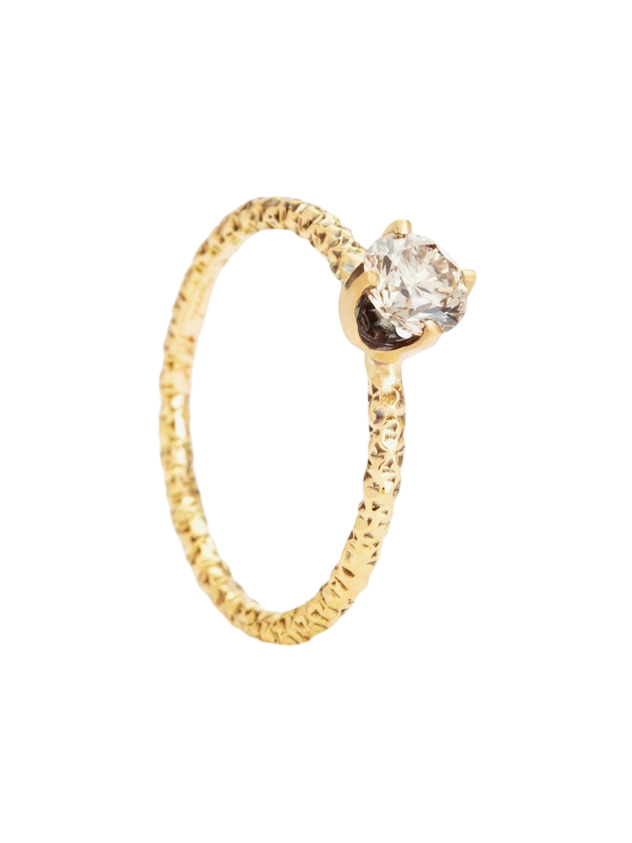 5mm Brown Diamond Homespun Solitaire Ring