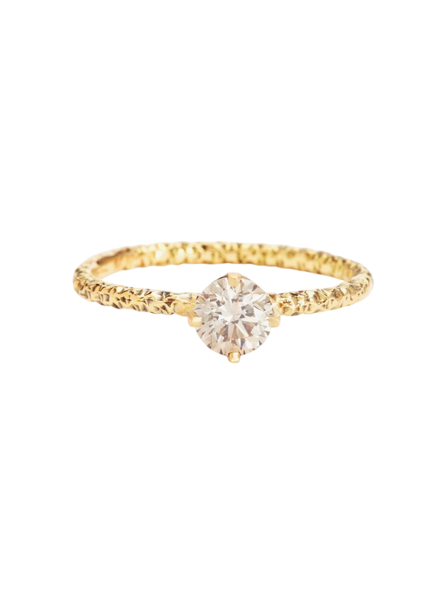 5mm Brown Diamond Homespun Solitaire Ring photo