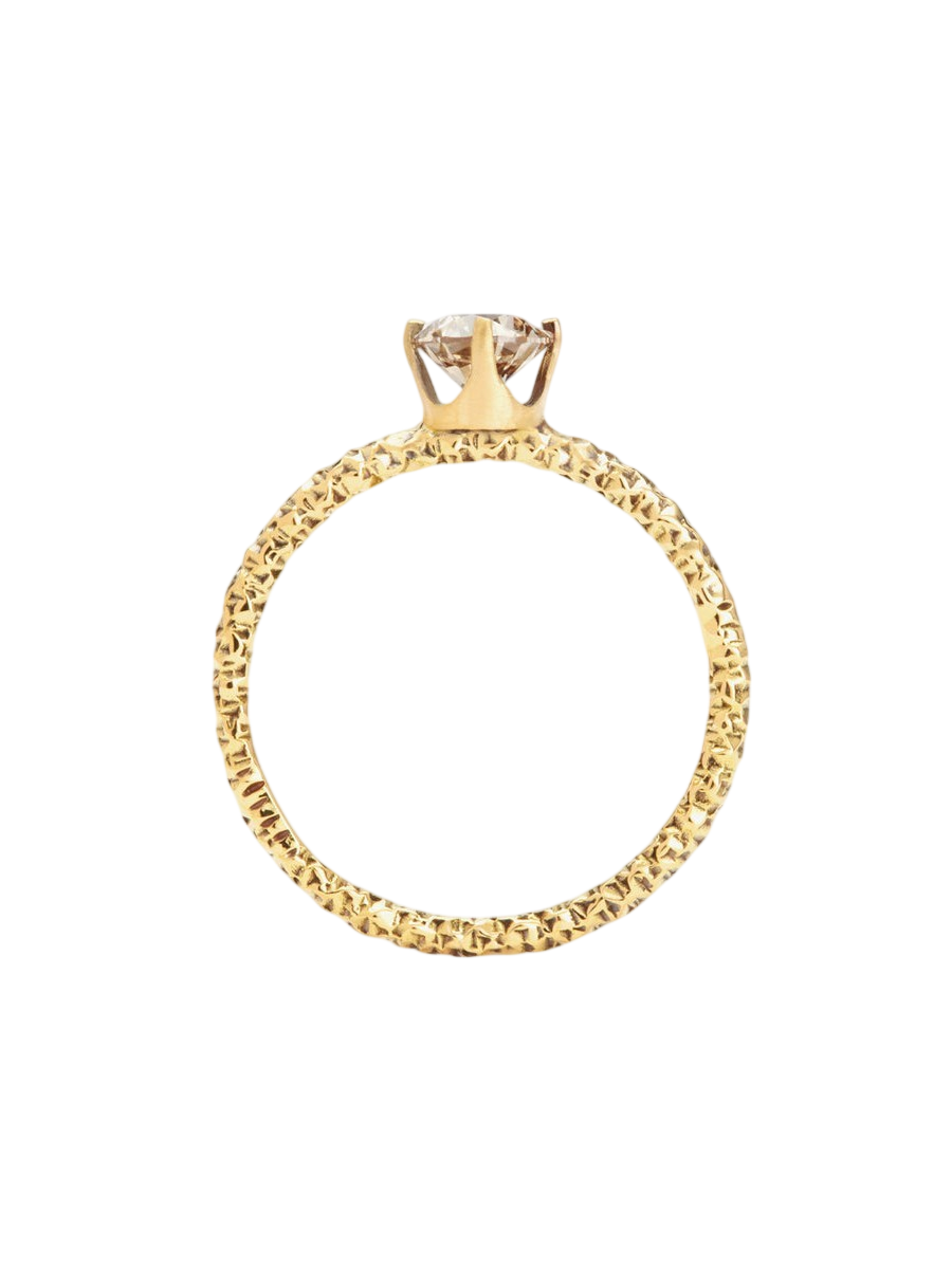 5mm Brown Diamond Homespun Solitaire Ring